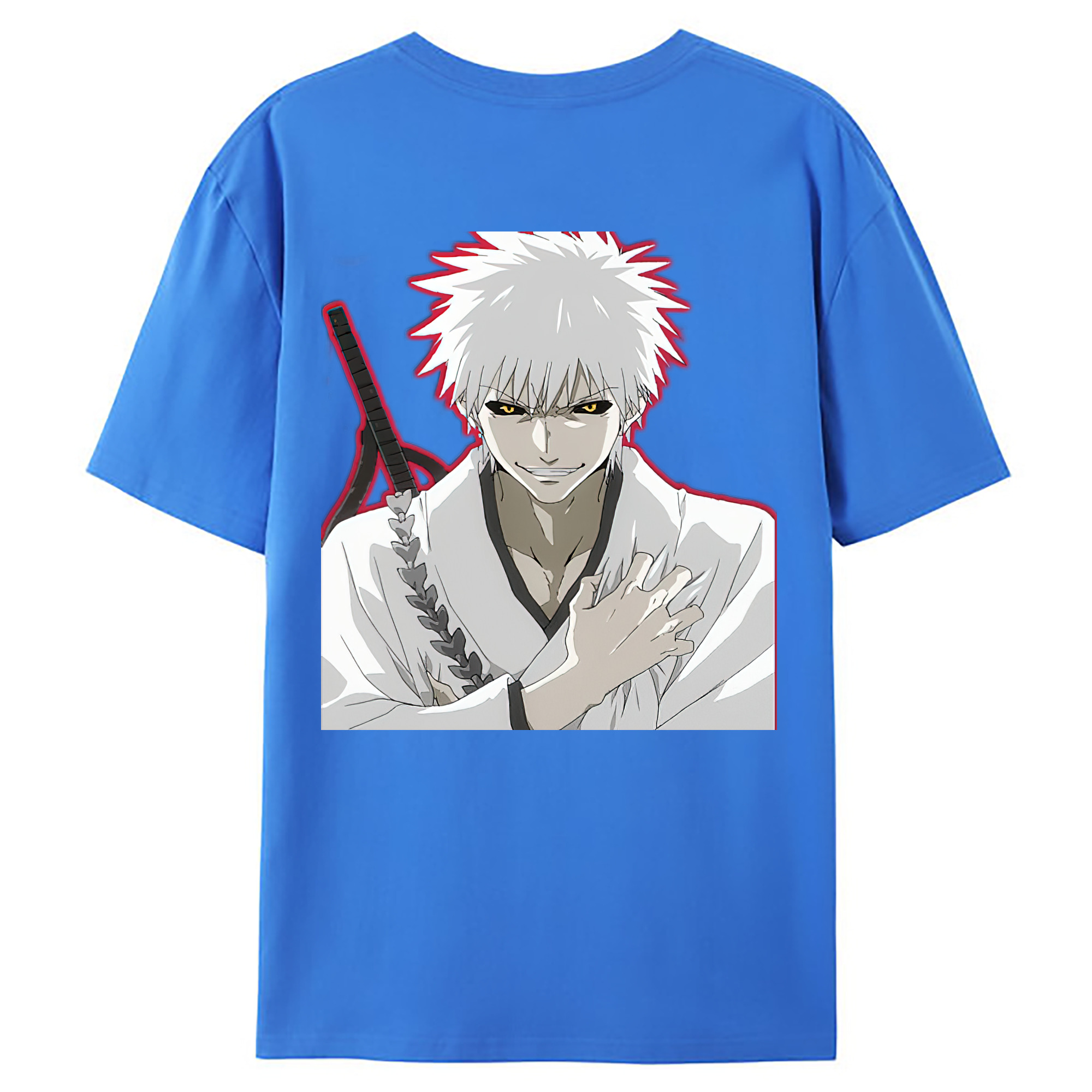 （画像用） ブリーチ 黒崎一護（くろさき いちご）BLEACH Kurosaki Ichigo 綿100％ メンズ半袖Tシャツ（バックプリント） 通気性