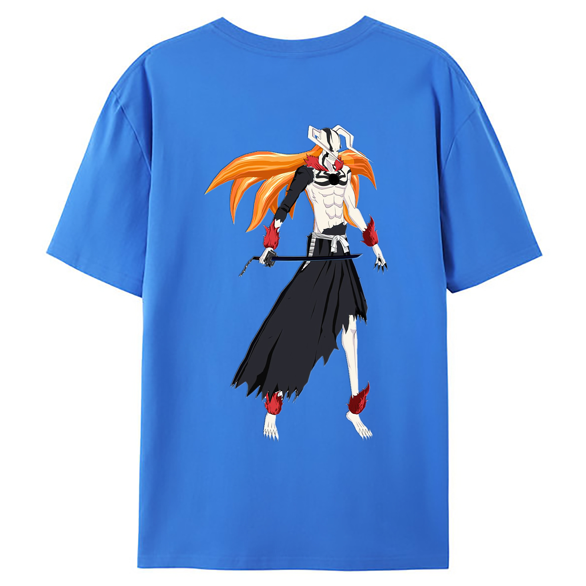 （画像用） ブリーチ 黒崎一護（くろさき いちご）BLEACH Kurosaki Ichigo 綿100％ メンズ半袖Tシャツ（バックプリント） 通気性