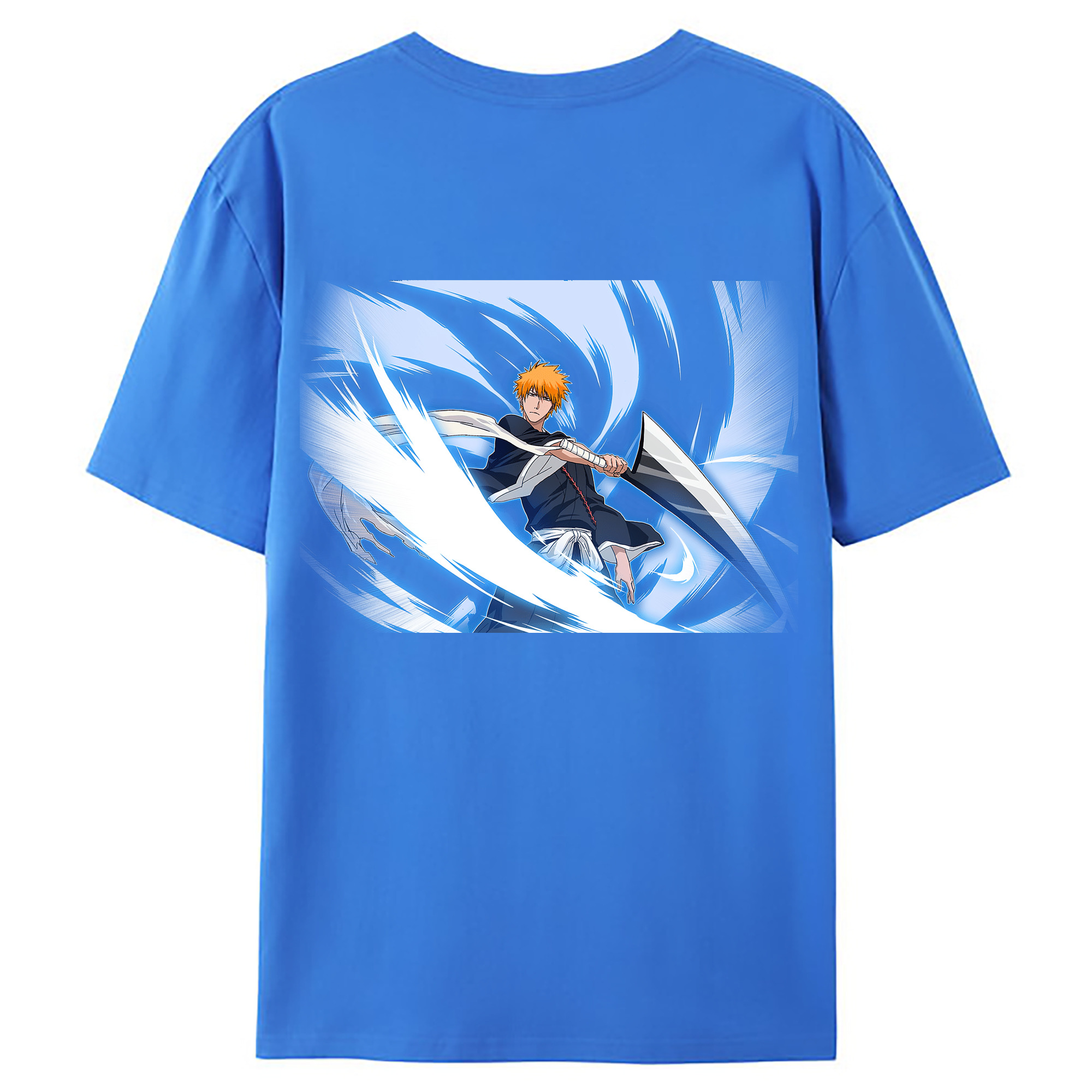 （画像用） ブリーチ 黒崎一護（くろさき いちご）BLEACH Kurosaki Ichigo 綿100％ メンズ半袖Tシャツ（バックプリント） 通気性