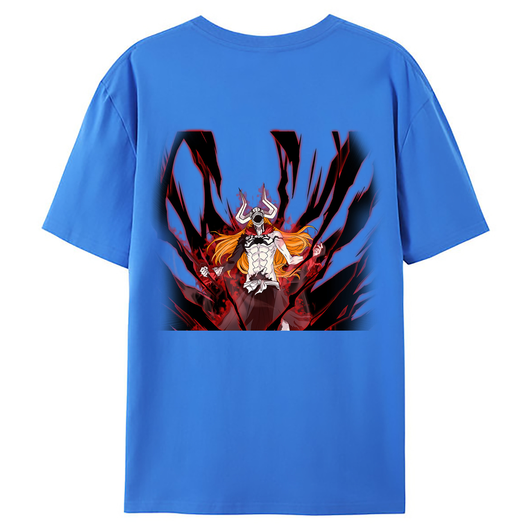 （画像用） ブリーチ 黒崎一護（くろさき いちご）BLEACH Kurosaki Ichigo 綿100％ メンズ半袖Tシャツ（バックプリント） 通気性