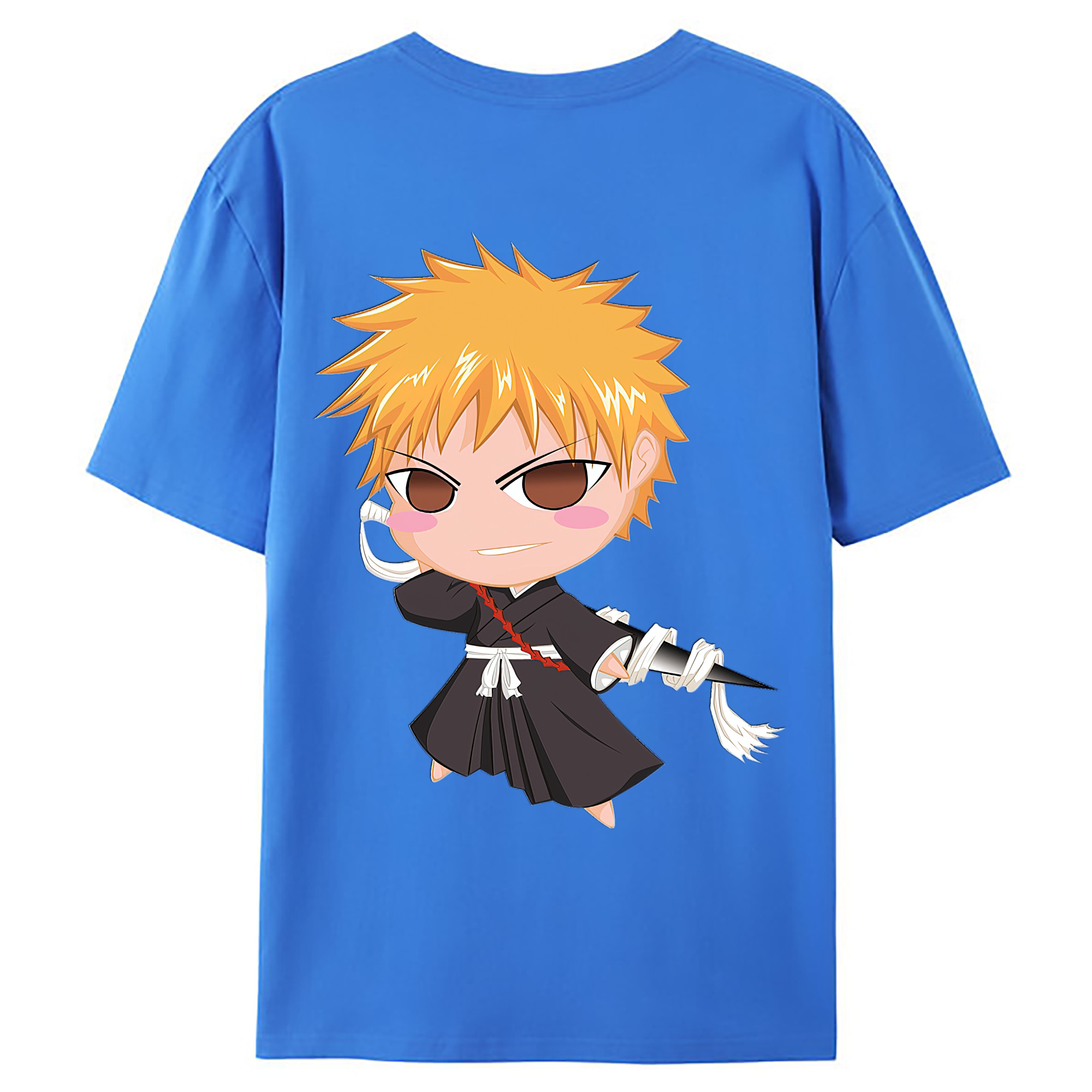 （画像用） ブリーチ 黒崎一護（くろさき いちご）BLEACH Kurosaki Ichigo 綿100％ メンズ半袖Tシャツ（バックプリント） 通気性