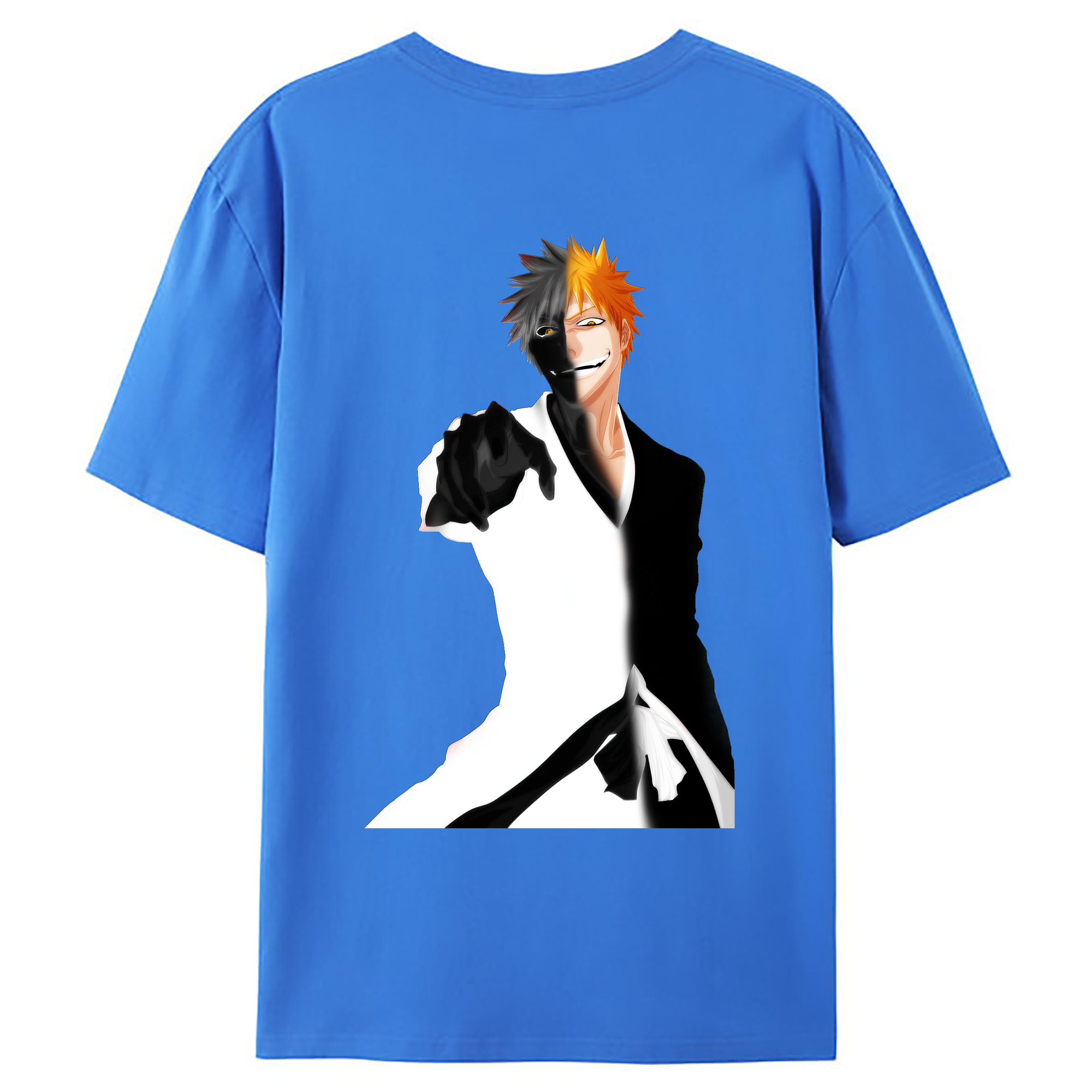 （画像用） ブリーチ 黒崎一護（くろさき いちご）BLEACH Kurosaki Ichigo 綿100％ メンズ半袖Tシャツ（バックプリント） 通気性