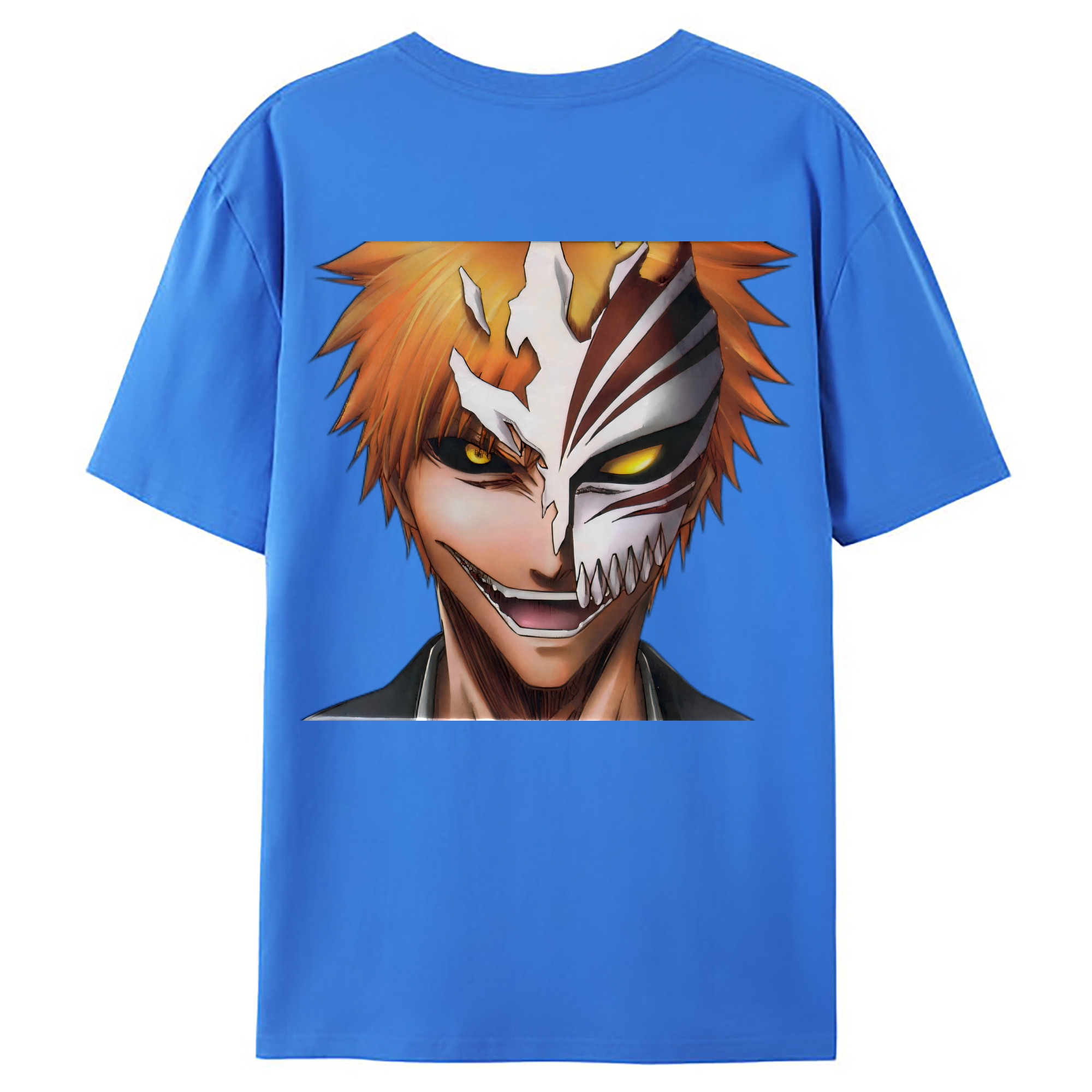 （画像用） ブリーチ 黒崎一護（くろさき いちご）BLEACH Kurosaki Ichigo 綿100％ メンズ半袖Tシャツ（バックプリント） 通気性