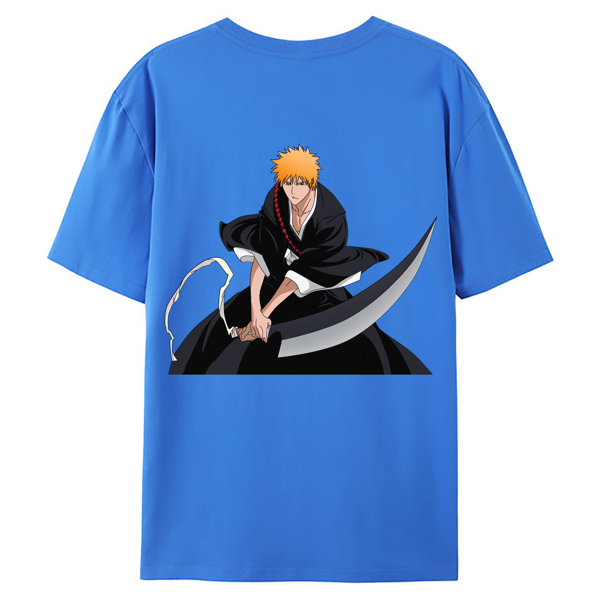 （画像用） ブリーチ 黒崎一護（くろさき いちご）BLEACH Kurosaki Ichigo 綿100％ メンズ半袖Tシャツ（バックプリント） 通気性