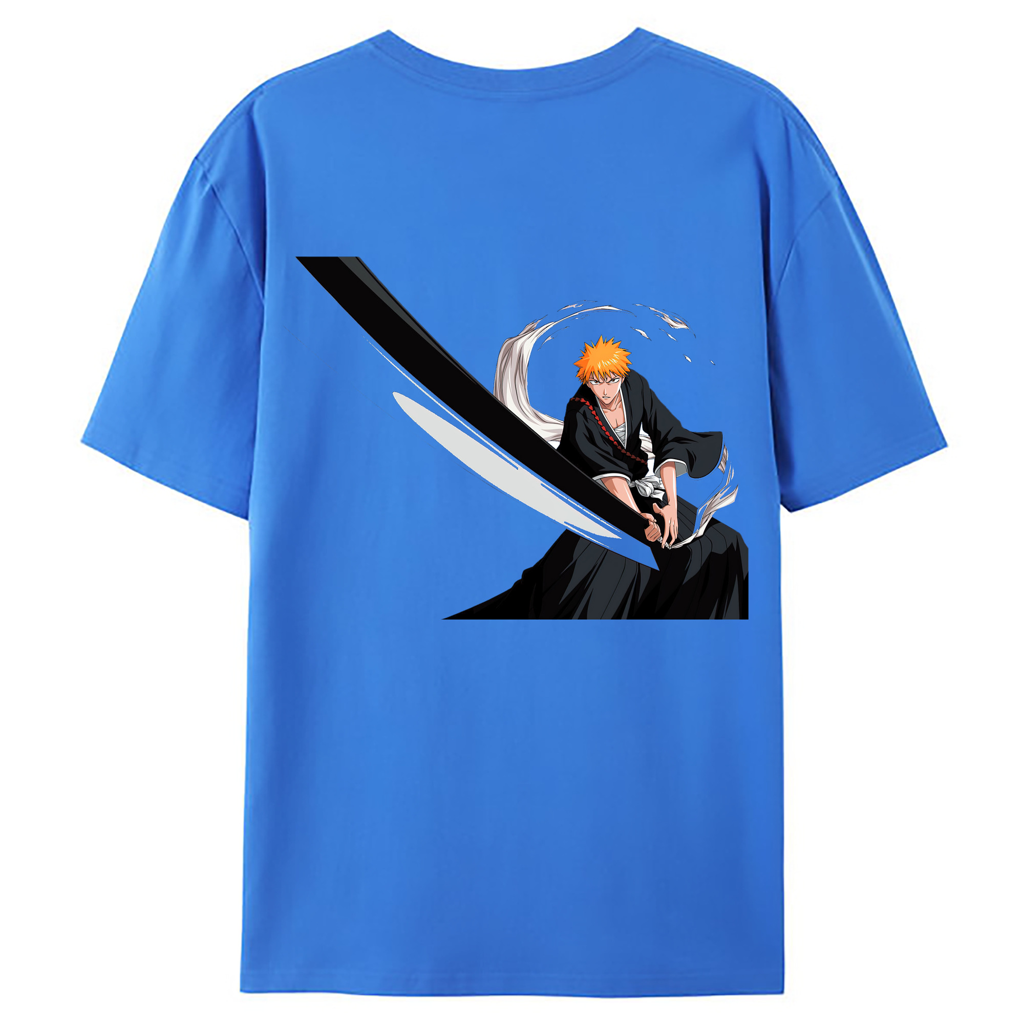 （画像用） ブリーチ 黒崎一護（くろさき いちご）BLEACH Kurosaki Ichigo 綿100％ メンズ半袖Tシャツ（バックプリント） 通気性