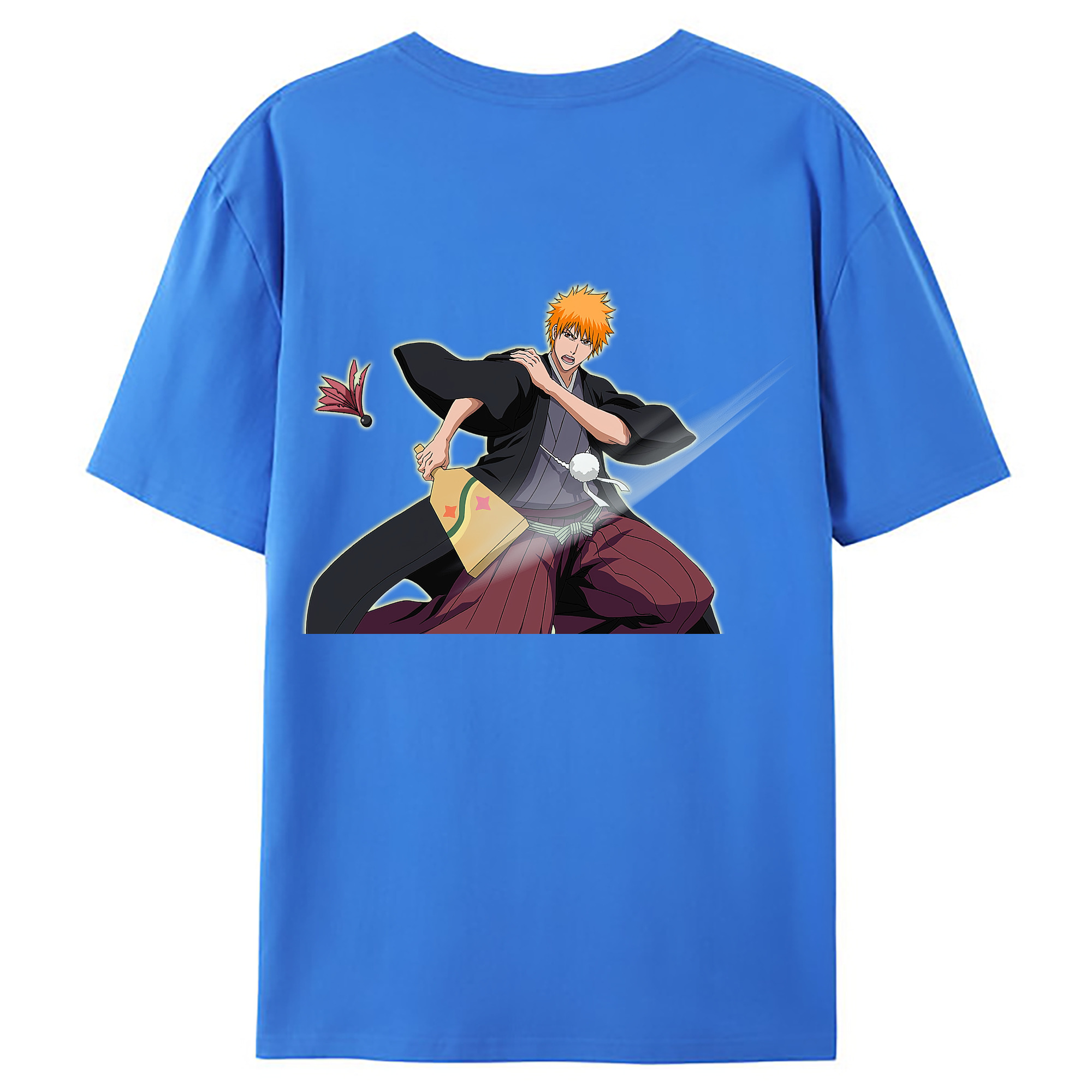 （画像用） ブリーチ 黒崎一護（くろさき いちご）BLEACH Kurosaki Ichigo 綿100％ メンズ半袖Tシャツ（バックプリント） 通気性