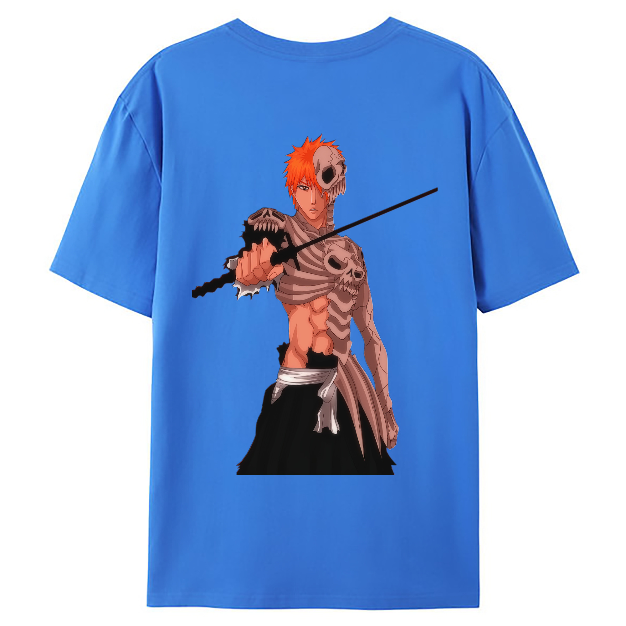 （画像用） ブリーチ 黒崎一護（くろさき いちご）BLEACH Kurosaki Ichigo 綿100％ メンズ半袖Tシャツ（バックプリント） 通気性