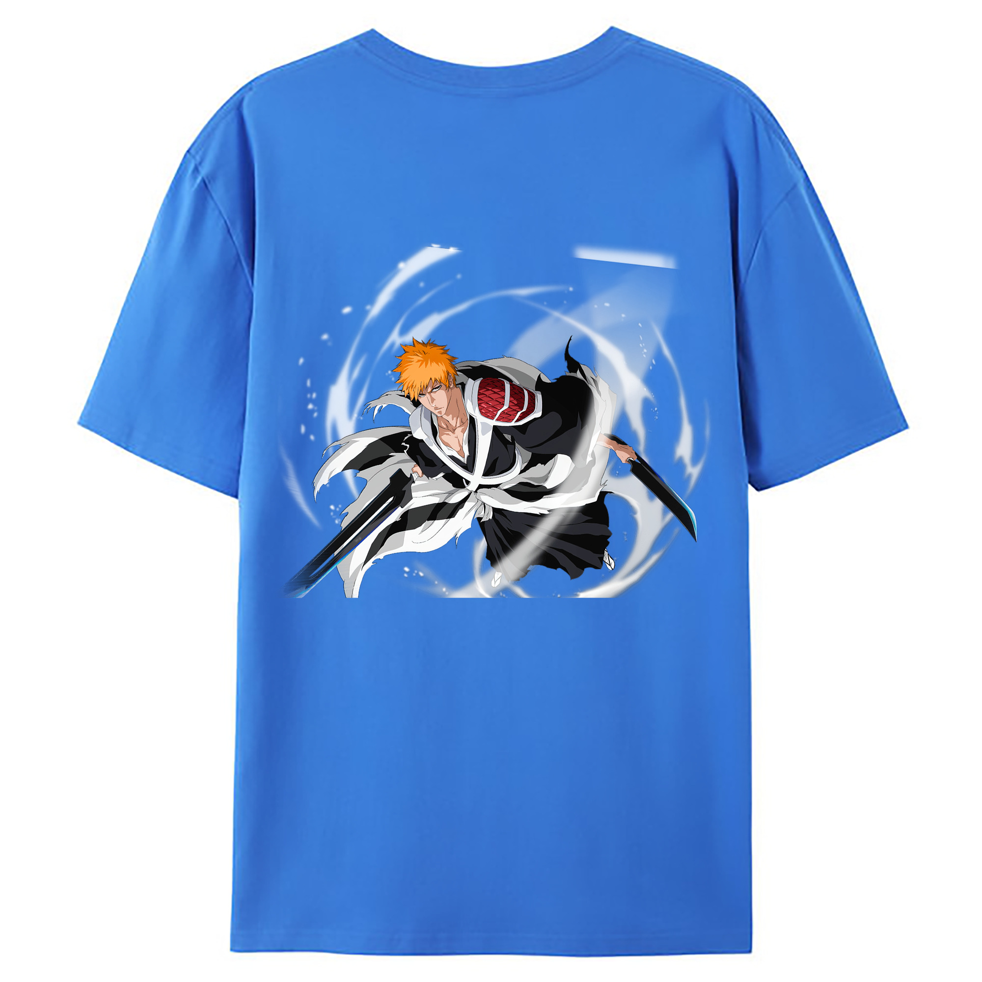 （画像用） ブリーチ 黒崎一護（くろさき いちご）BLEACH Kurosaki Ichigo 綿100％ メンズ半袖Tシャツ（バックプリント） 通気性