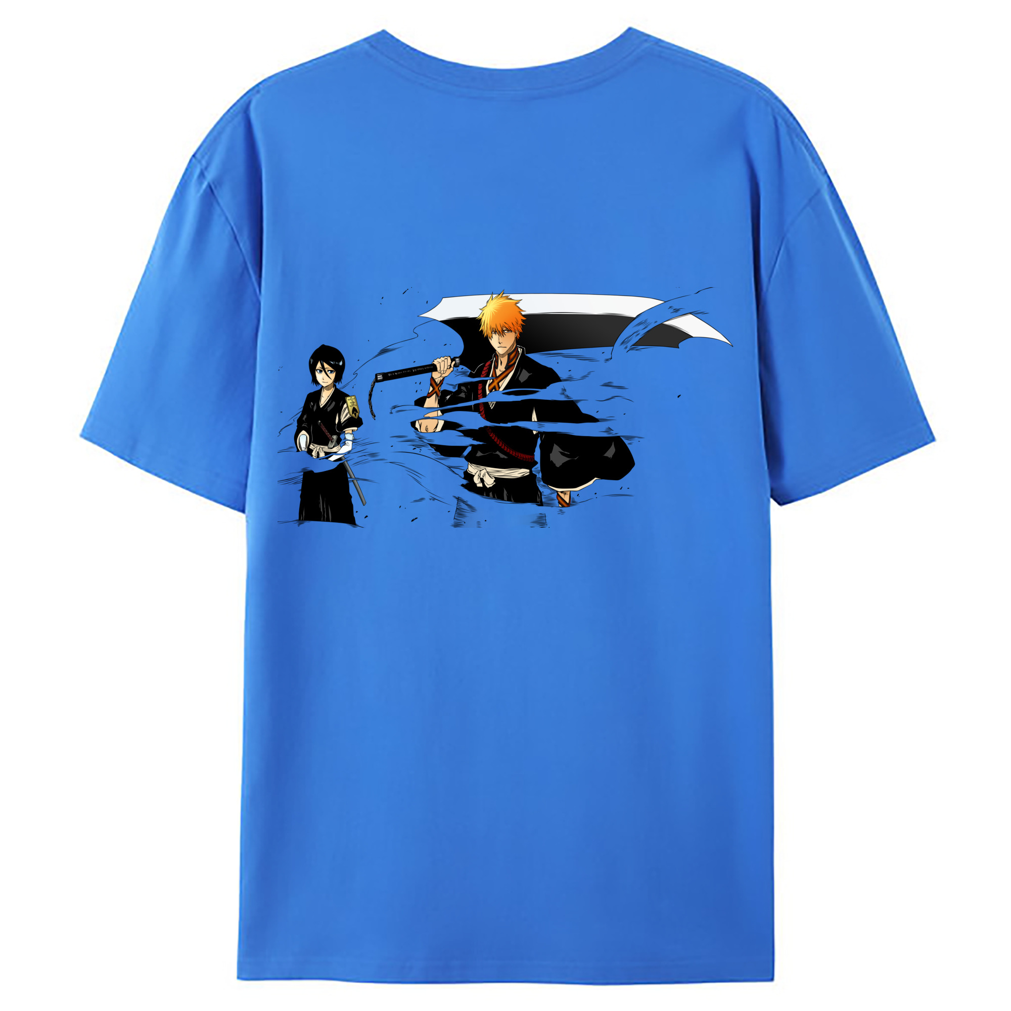 （画像用） ブリーチ 黒崎一護（くろさき いちご）BLEACH Kurosaki Ichigo 綿100％ メンズ半袖Tシャツ（バックプリント） 通気性