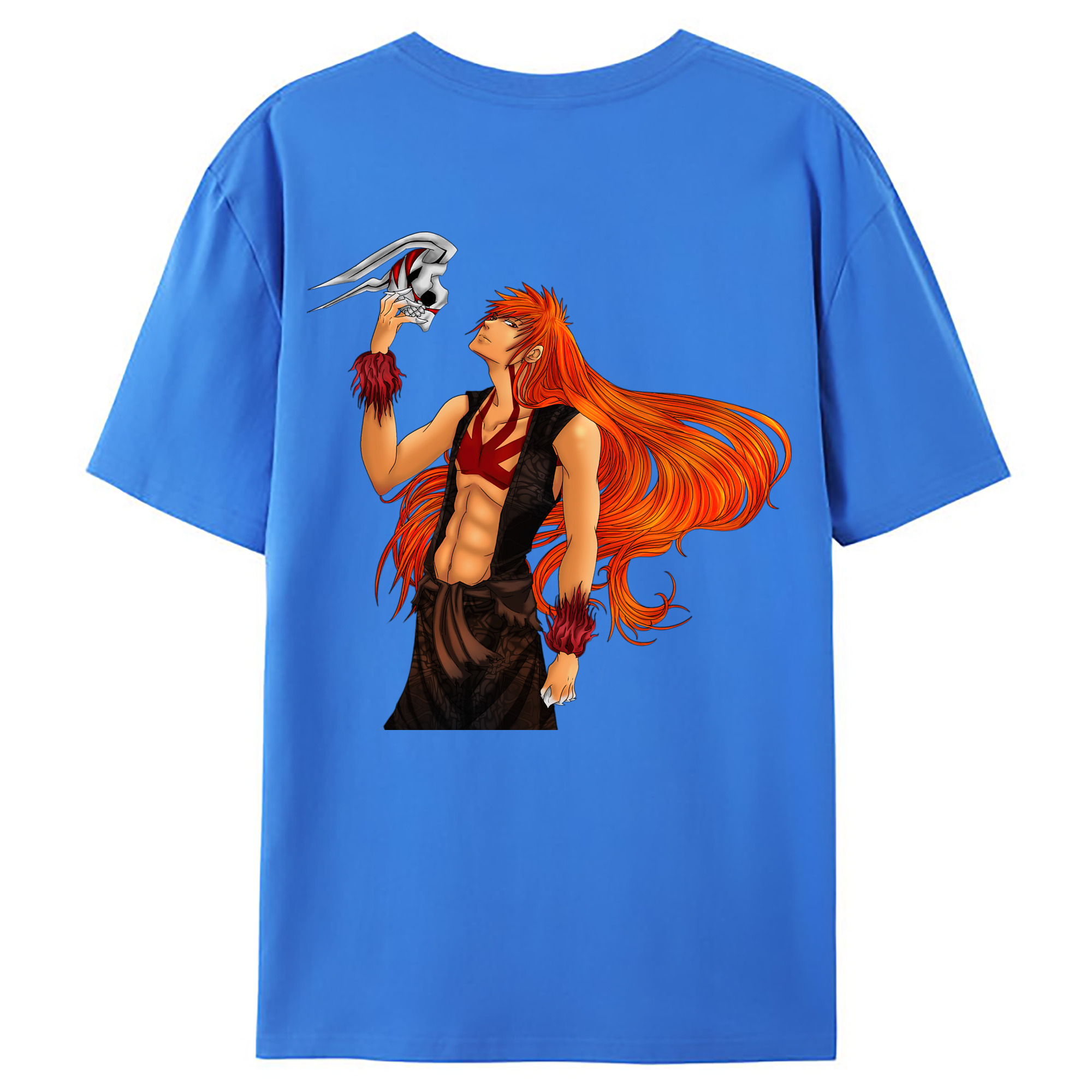 （画像用） ブリーチ 黒崎一護（くろさき いちご）BLEACH Kurosaki Ichigo 綿100％ メンズ半袖Tシャツ（バックプリント） 通気性