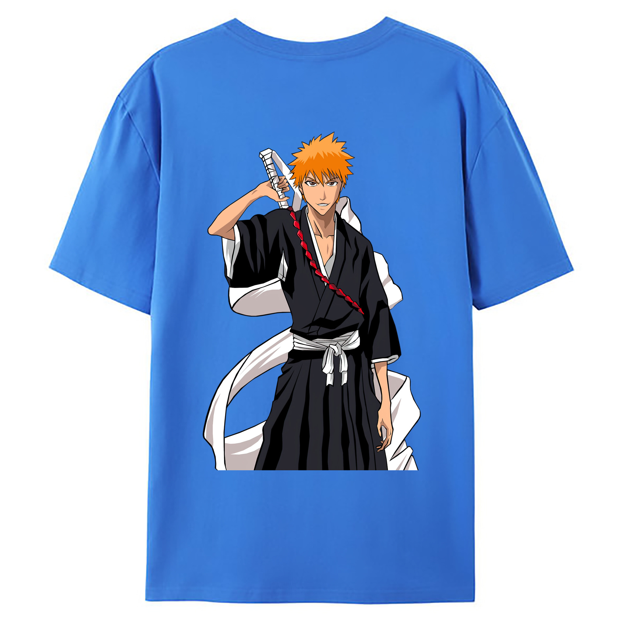（画像用） ブリーチ 黒崎一護（くろさき いちご）BLEACH Kurosaki Ichigo 綿100％ メンズ半袖Tシャツ（バックプリント） 通気性
