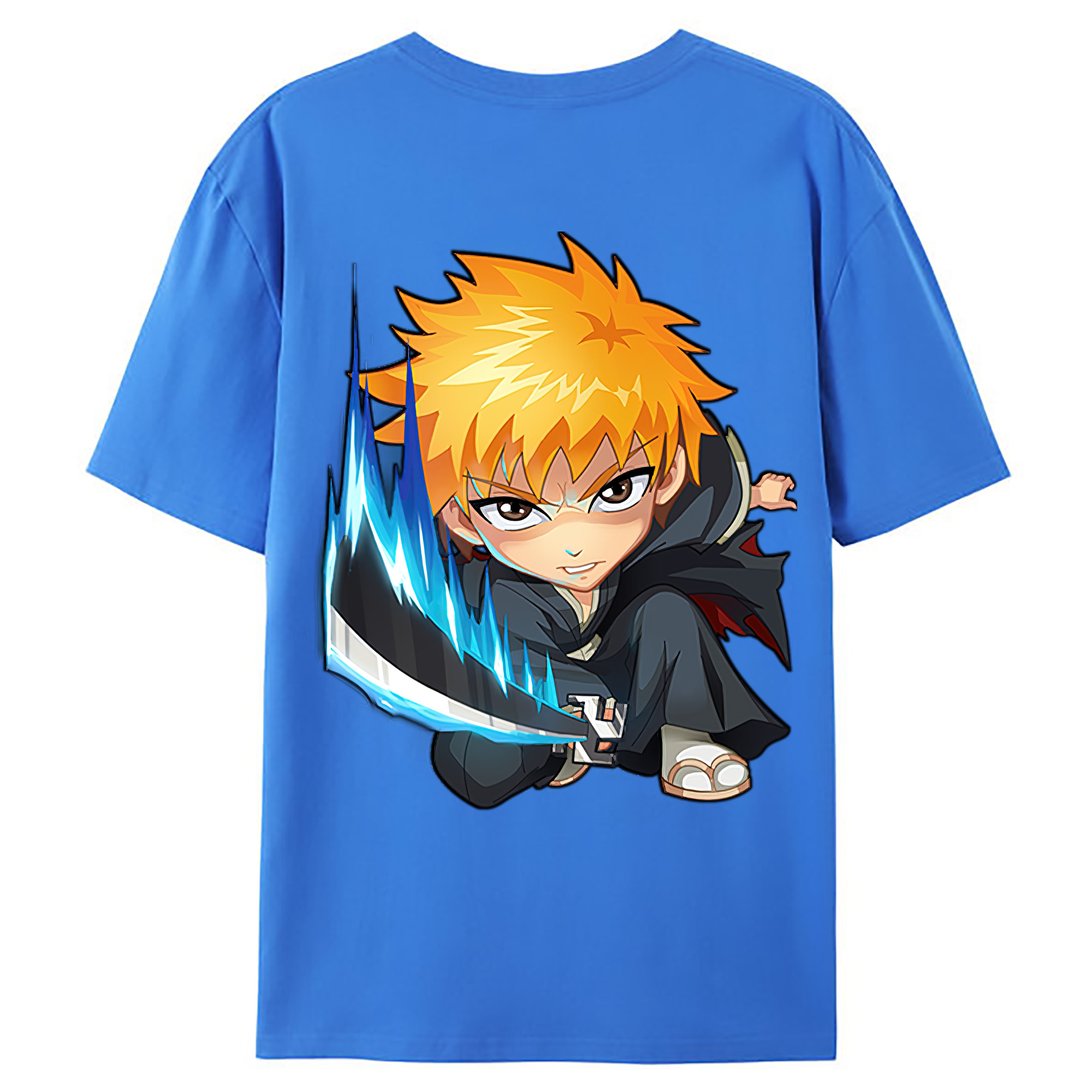 （画像用） ブリーチ 黒崎一護（くろさき いちご）BLEACH Kurosaki Ichigo 綿100％ メンズ半袖Tシャツ（バックプリント） 通気性