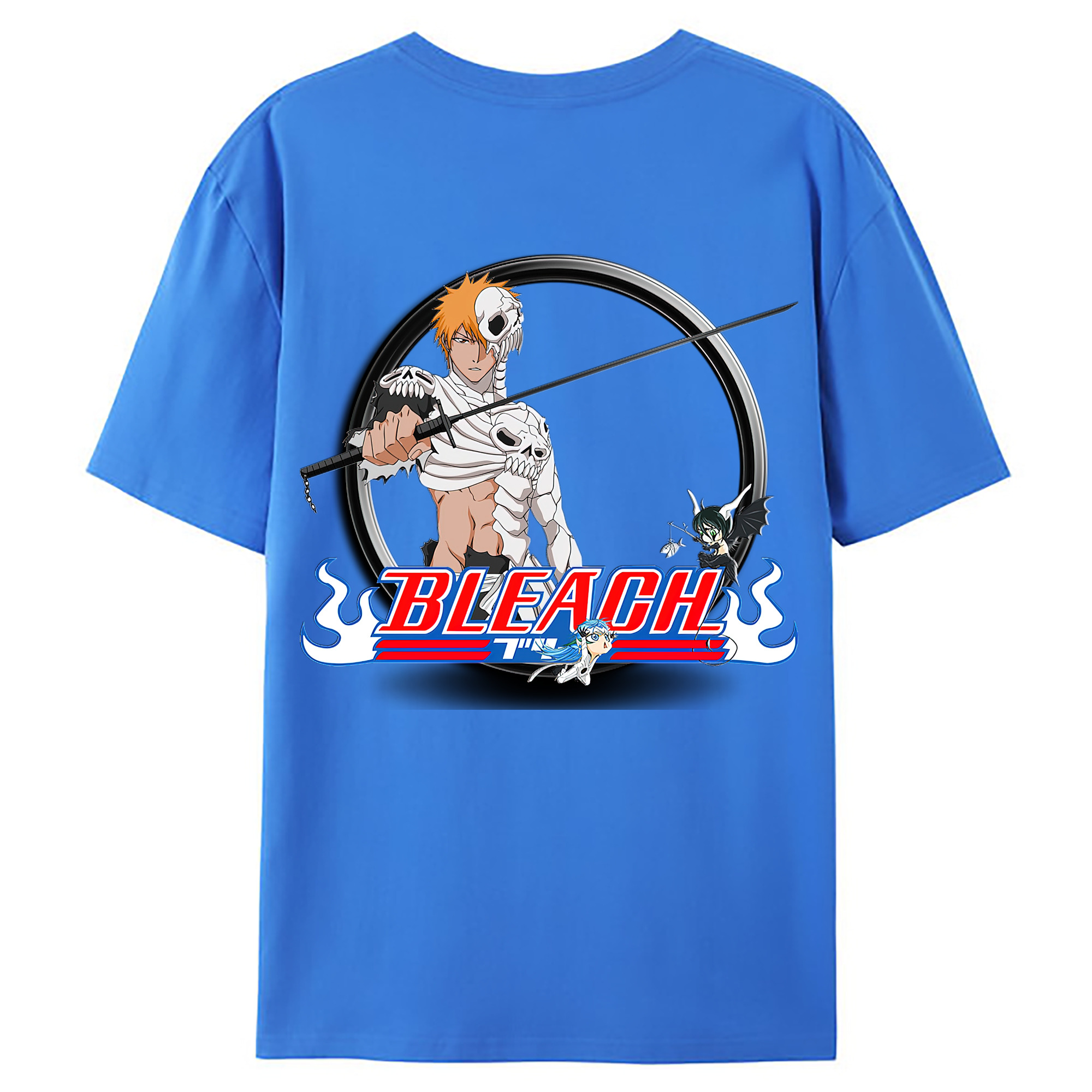 （画像用） ブリーチ 黒崎一護（くろさき いちご）BLEACH Kurosaki Ichigo 綿100％ メンズ半袖Tシャツ（バックプリント） 通気性