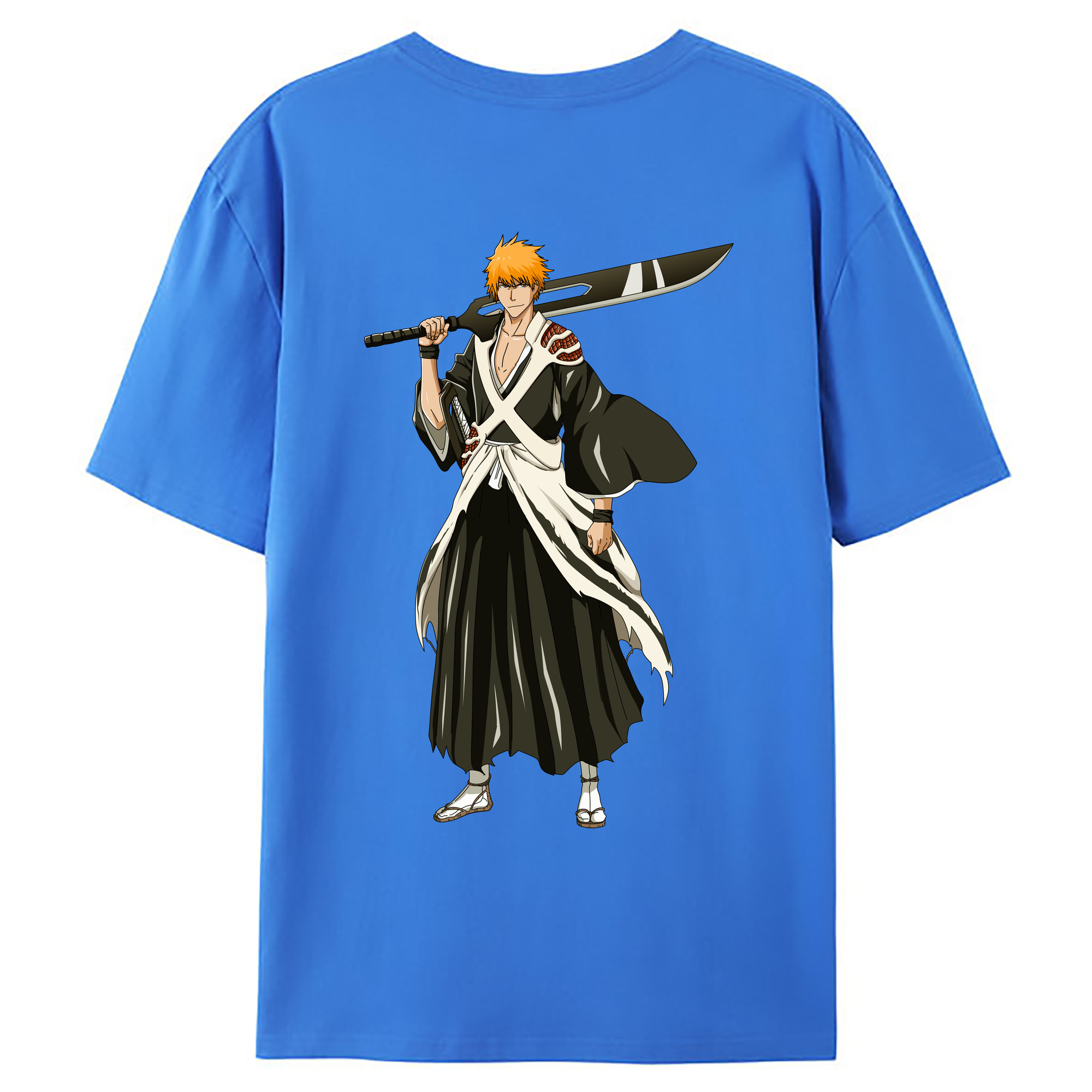 （画像用） ブリーチ 黒崎一護（くろさき いちご）BLEACH Kurosaki Ichigo 綿100％ メンズ半袖Tシャツ（バックプリント） 通気性