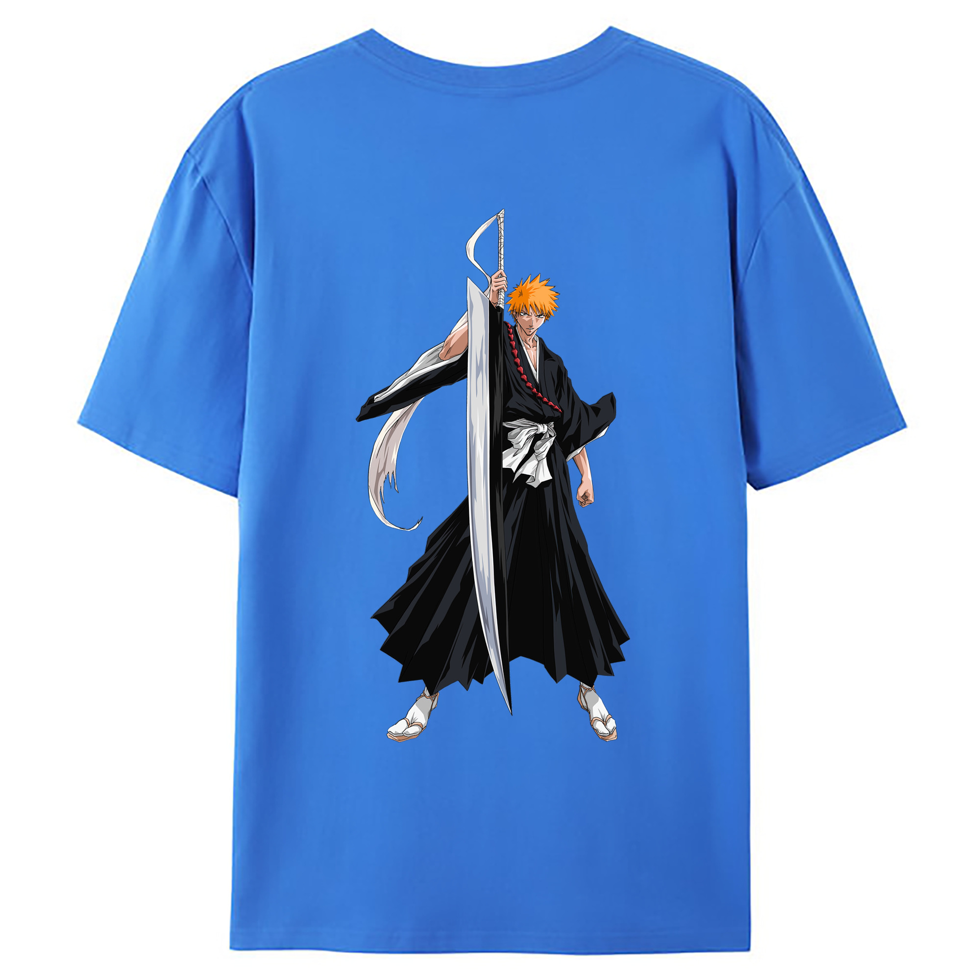 （画像用） ブリーチ 黒崎一護（くろさき いちご）BLEACH Kurosaki Ichigo 綿100％ メンズ半袖Tシャツ（バックプリント） 通気性