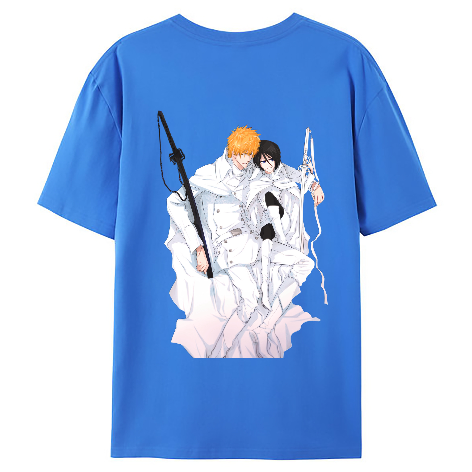 （画像用） ブリーチ 黒崎一護（くろさき いちご）BLEACH Kurosaki Ichigo 綿100％ メンズ半袖Tシャツ（バックプリント） 通気性