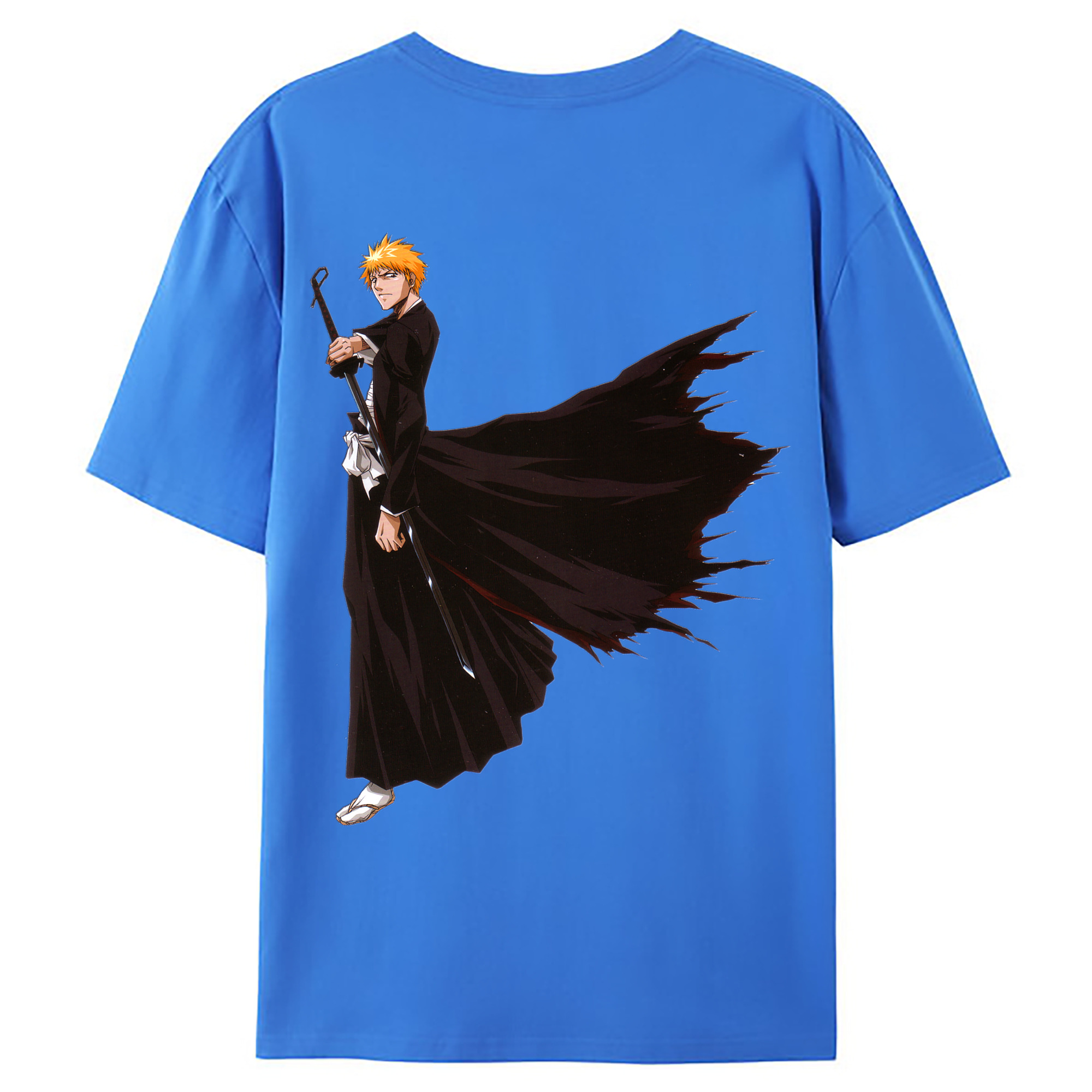 （画像用） ブリーチ 黒崎一護（くろさき いちご）BLEACH Kurosaki Ichigo 綿100％ メンズ半袖Tシャツ（バックプリント） 通気性