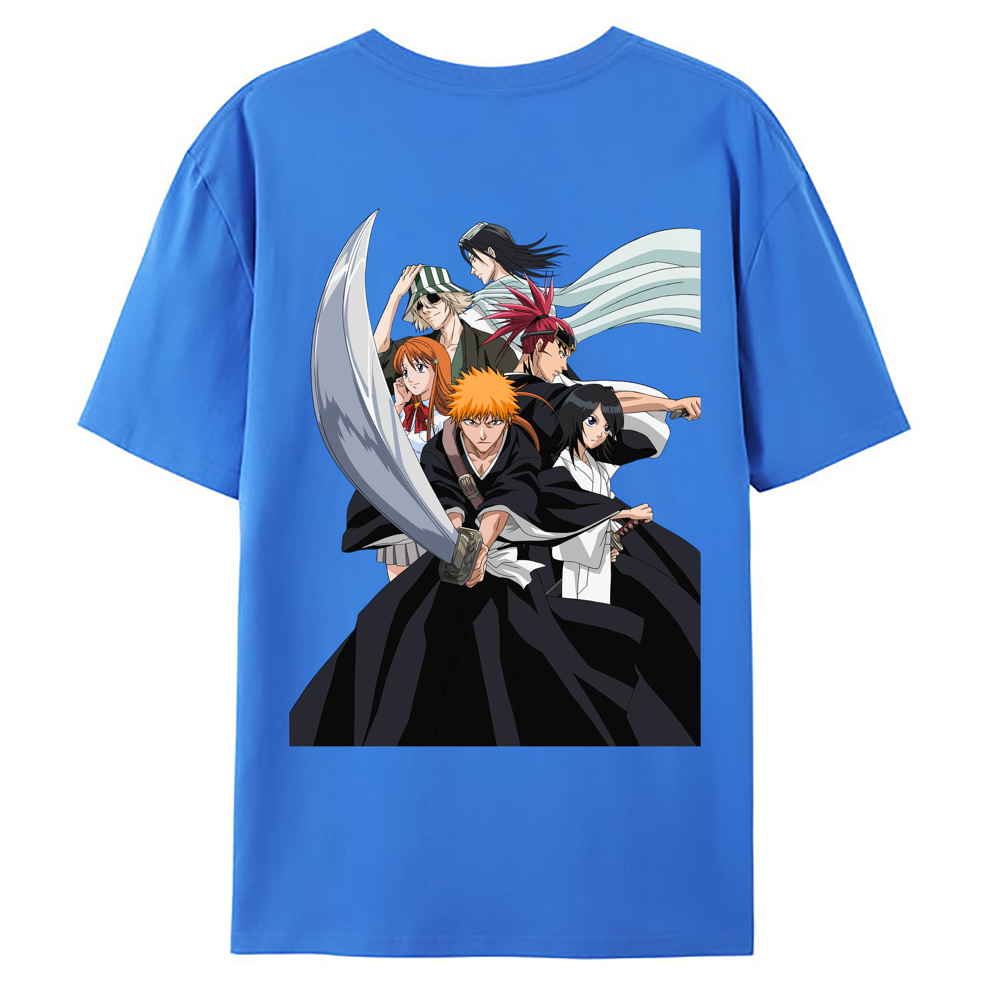 （画像用） ブリーチ 黒崎一護（くろさき いちご）BLEACH Kurosaki Ichigo 綿100％ メンズ半袖Tシャツ（バックプリント） 通気性