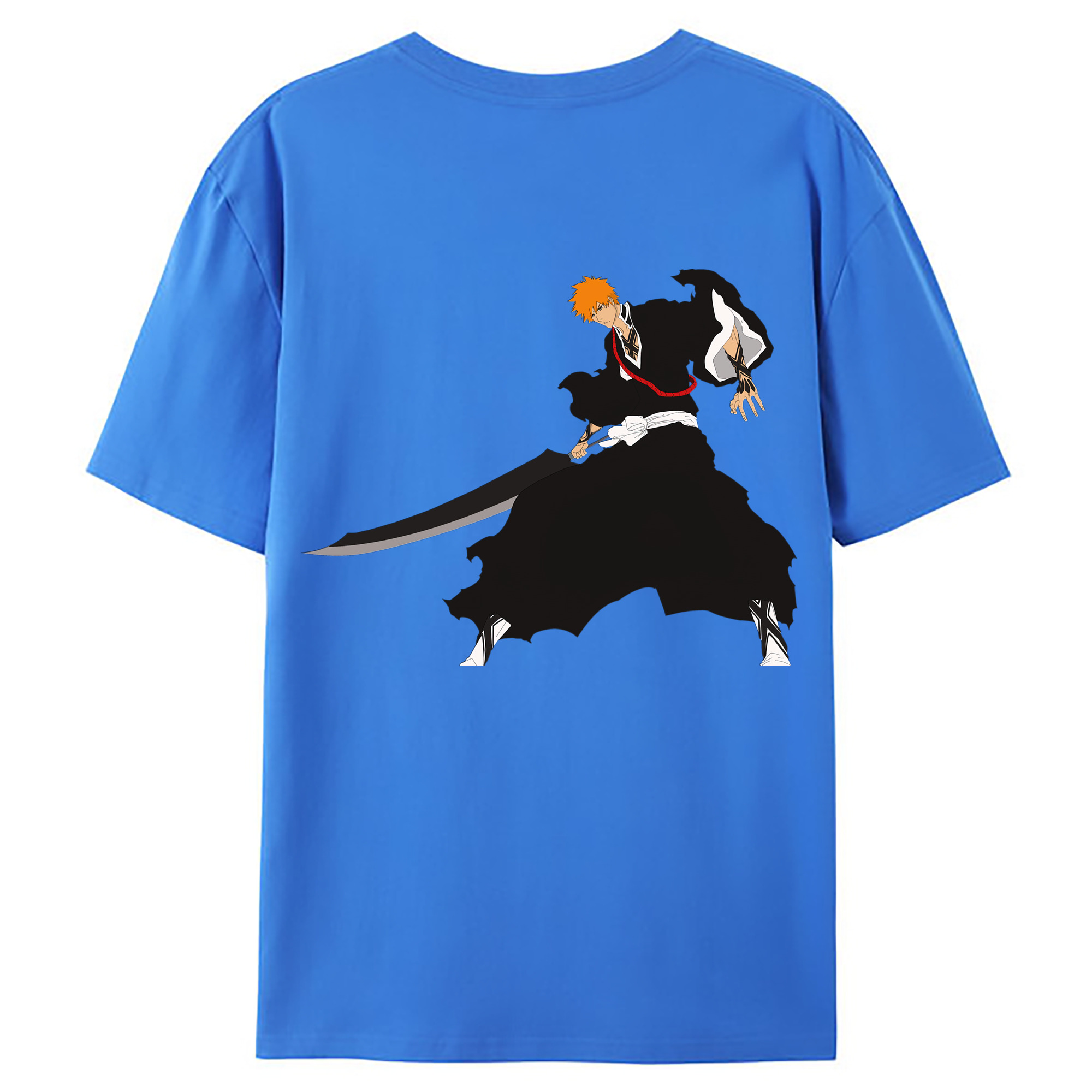 （画像用） ブリーチ 黒崎一護（くろさき いちご）BLEACH Kurosaki Ichigo 綿100％ メンズ半袖Tシャツ（バックプリント） 通気性