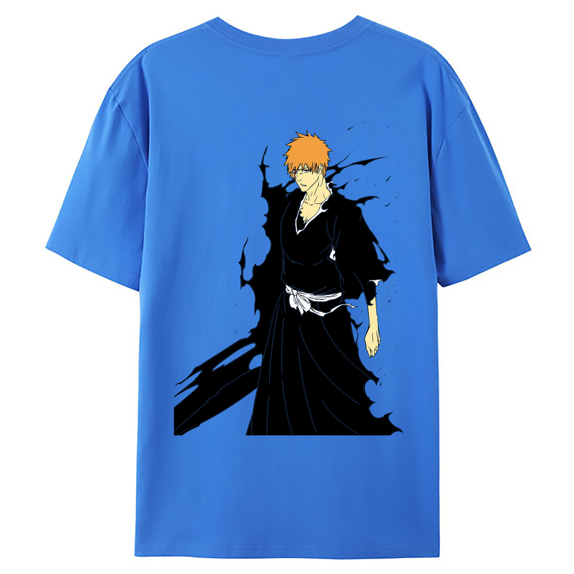 （画像用） ブリーチ 黒崎一護（くろさき いちご）BLEACH Kurosaki Ichigo 綿100％ メンズ半袖Tシャツ（バックプリント） 通気性