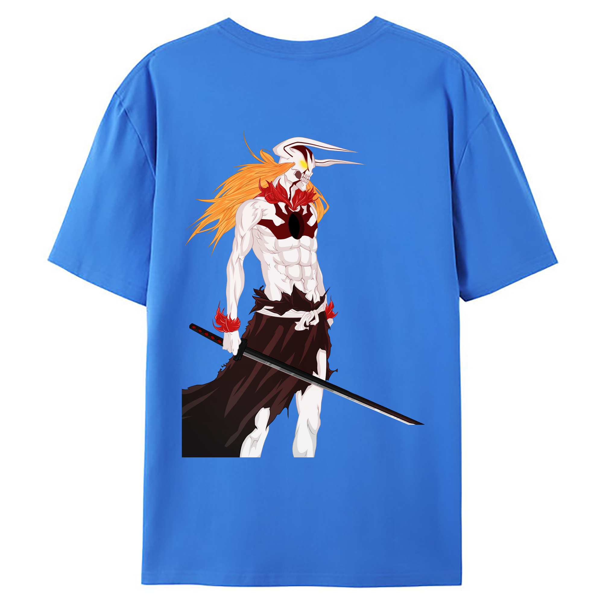 （画像用） ブリーチ 黒崎一護（くろさき いちご）BLEACH Kurosaki Ichigo 綿100％ メンズ半袖Tシャツ（バックプリント） 通気性