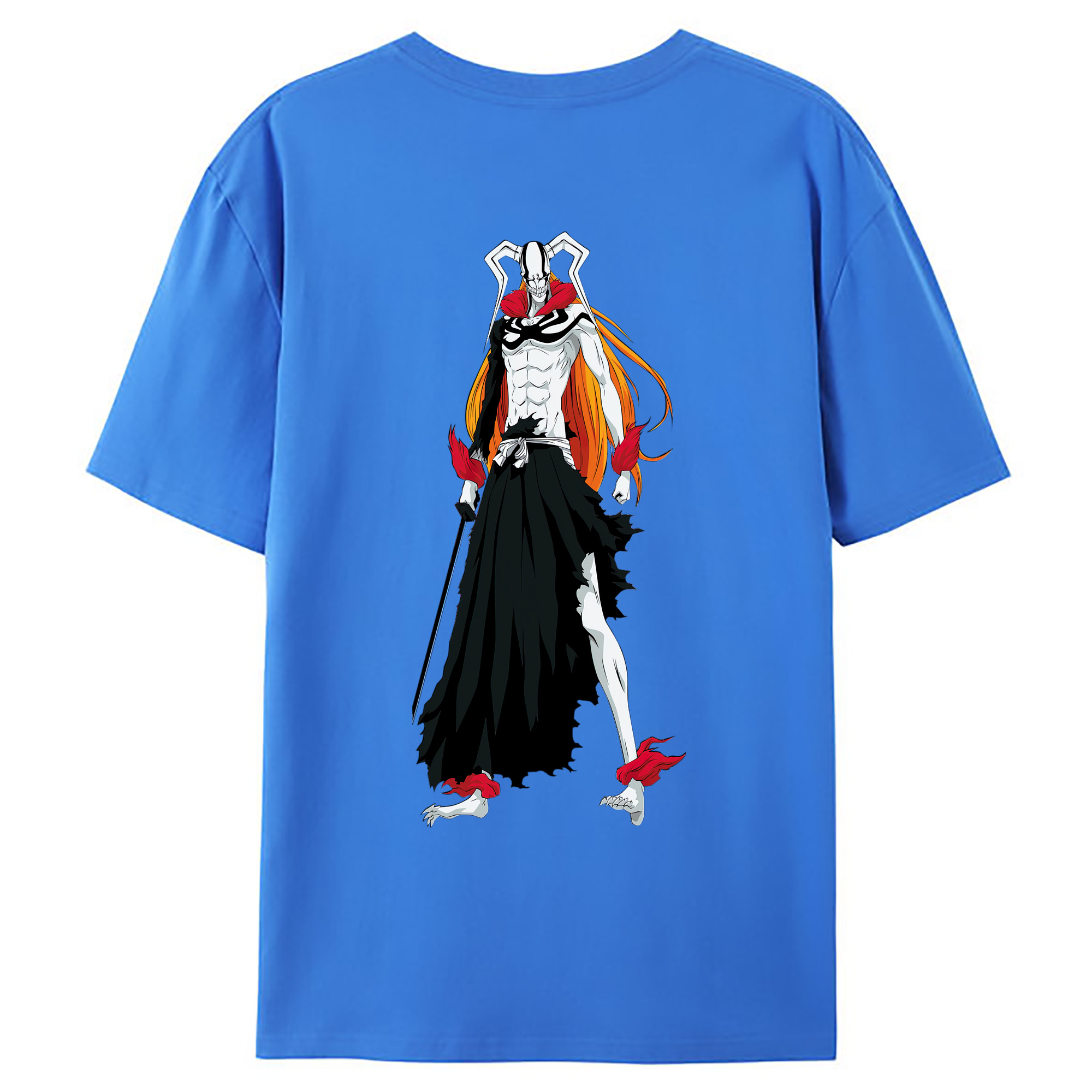 （画像用） ブリーチ 黒崎一護（くろさき いちご）BLEACH Kurosaki Ichigo 綿100％ メンズ半袖Tシャツ（バックプリント） 通気性