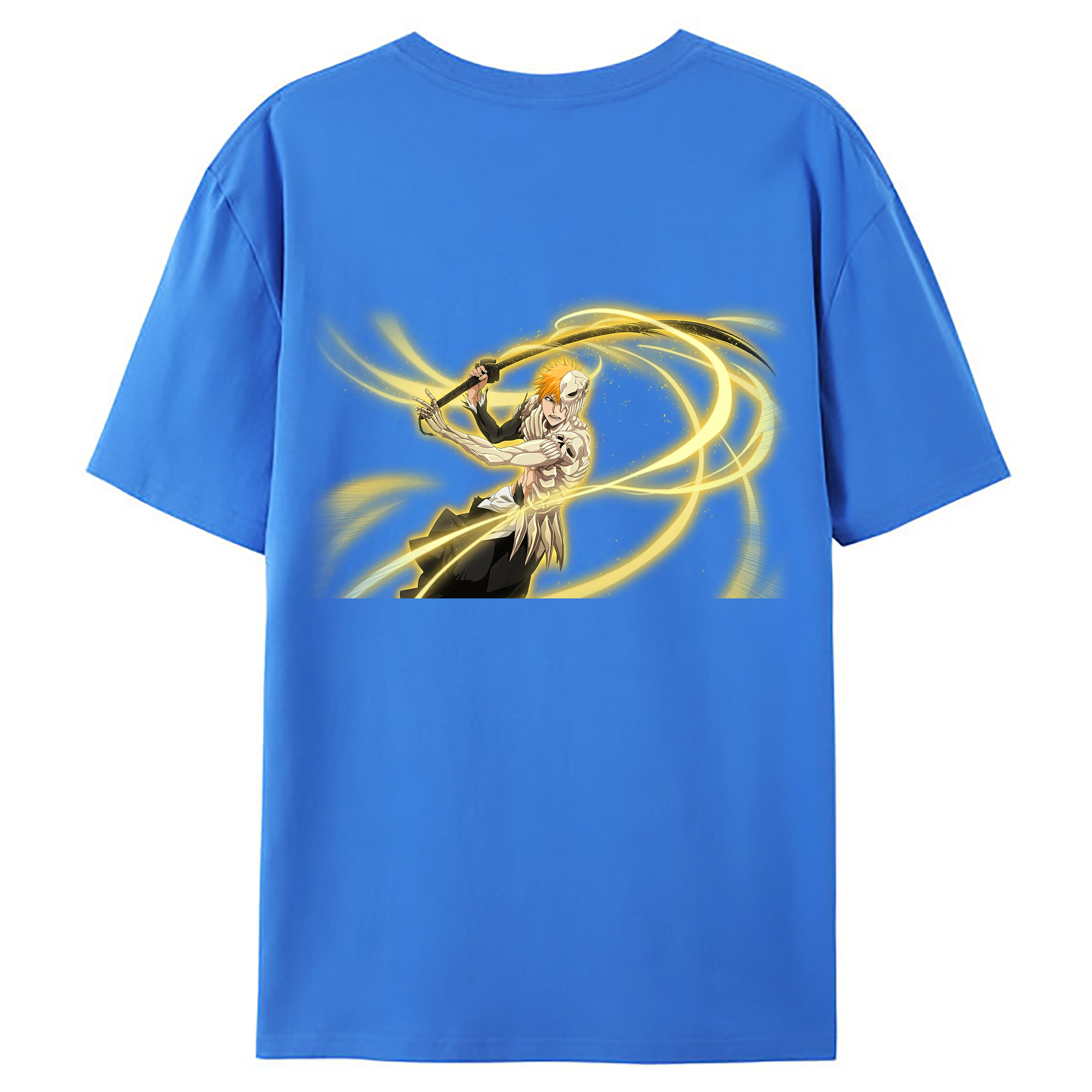 （画像用） ブリーチ 黒崎一護（くろさき いちご）BLEACH Kurosaki Ichigo 綿100％ メンズ半袖Tシャツ（バックプリント） 通気性