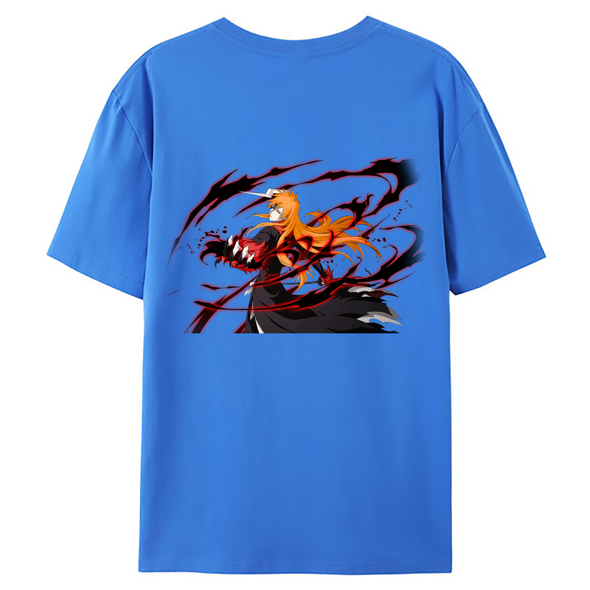 （画像用） ブリーチ 黒崎一護（くろさき いちご）BLEACH Kurosaki Ichigo 綿100％ メンズ半袖Tシャツ（バックプリント） 通気性
