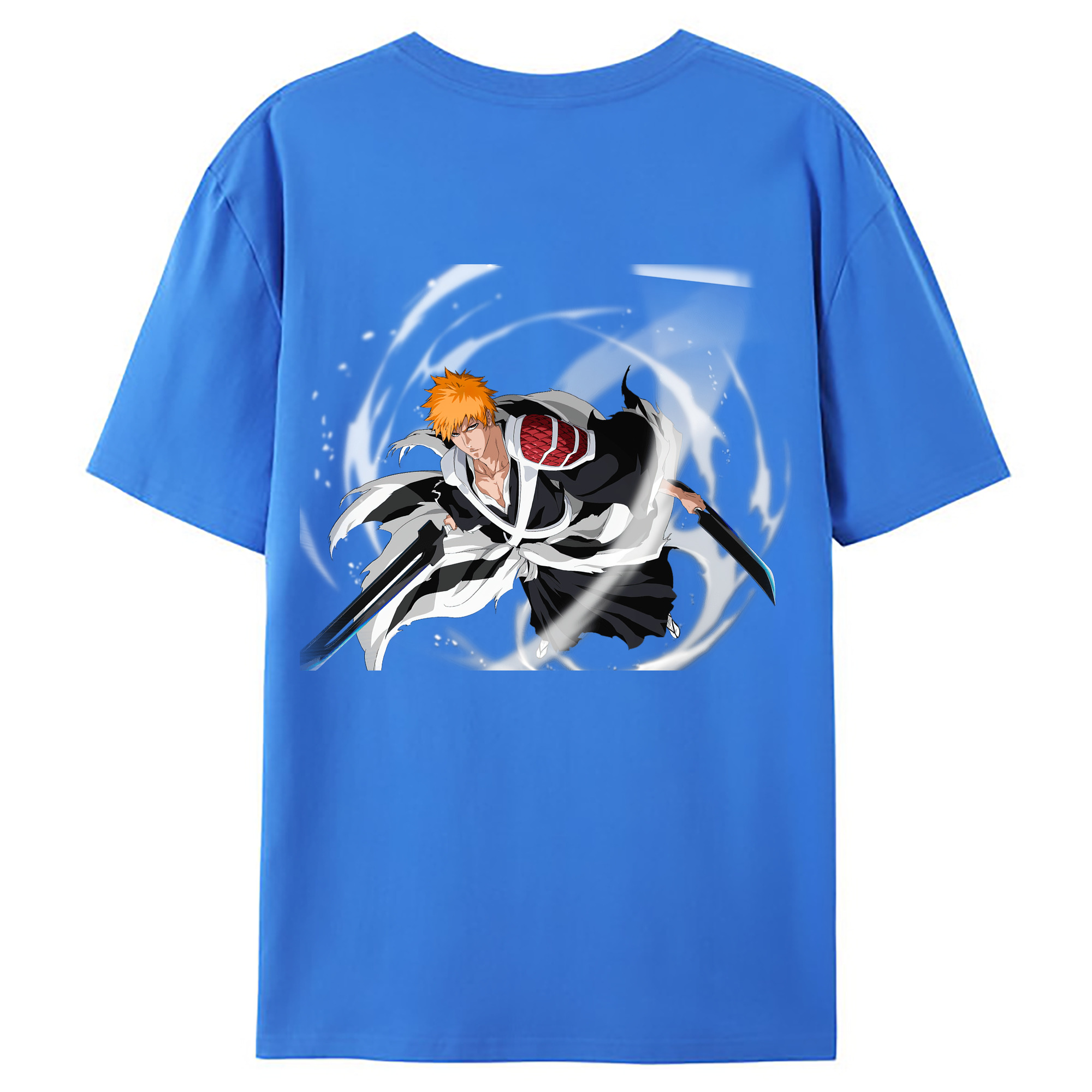 （画像用） ブリーチ 黒崎一護（くろさき いちご）BLEACH Kurosaki Ichigo 綿100％ メンズ半袖Tシャツ（バックプリント） 通気性