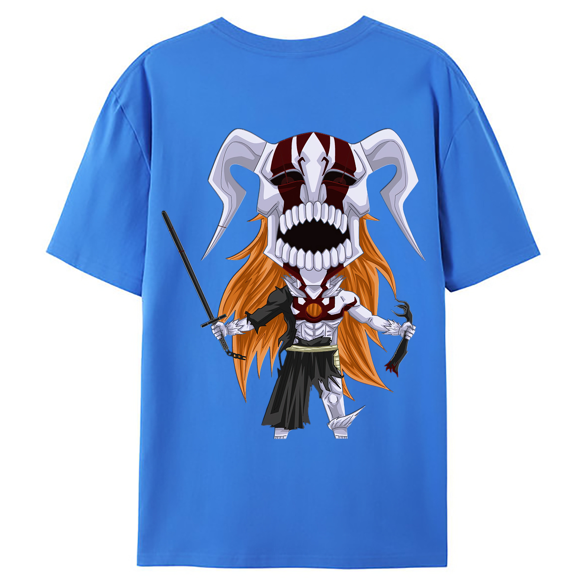 （画像用） ブリーチ 黒崎一護（くろさき いちご）BLEACH Kurosaki Ichigo 綿100％ メンズ半袖Tシャツ（バックプリント） 通気性