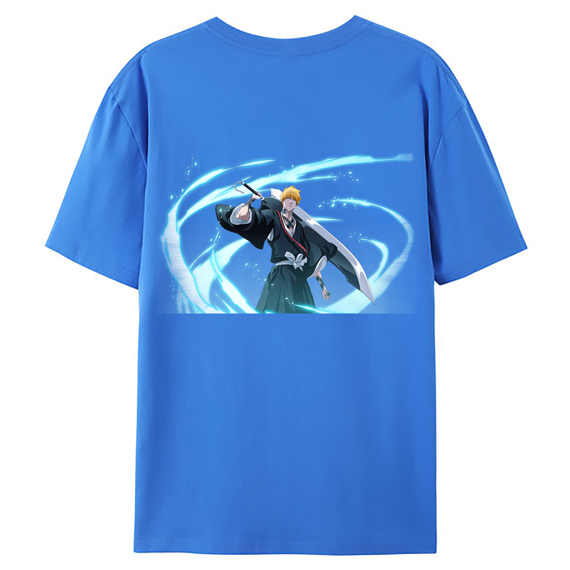 （画像用） ブリーチ 黒崎一護（くろさき いちご）BLEACH Kurosaki Ichigo 綿100％ メンズ半袖Tシャツ（バックプリント） 通気性