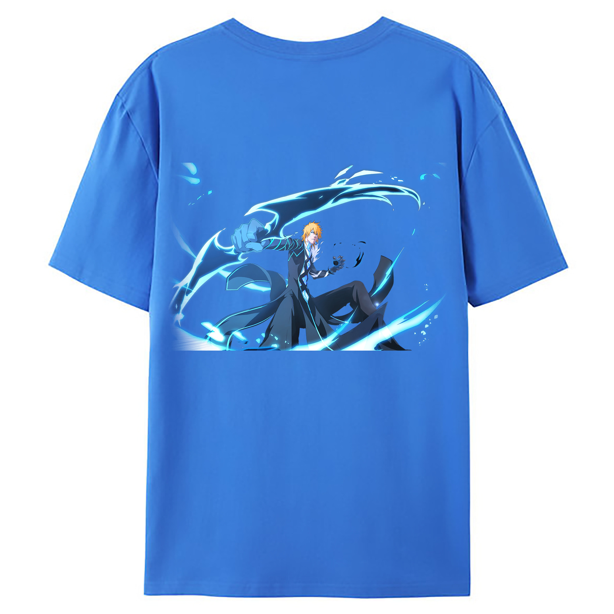 （画像用） ブリーチ 黒崎一護（くろさき いちご）BLEACH Kurosaki Ichigo 綿100％ メンズ半袖Tシャツ（バックプリント） 通気性