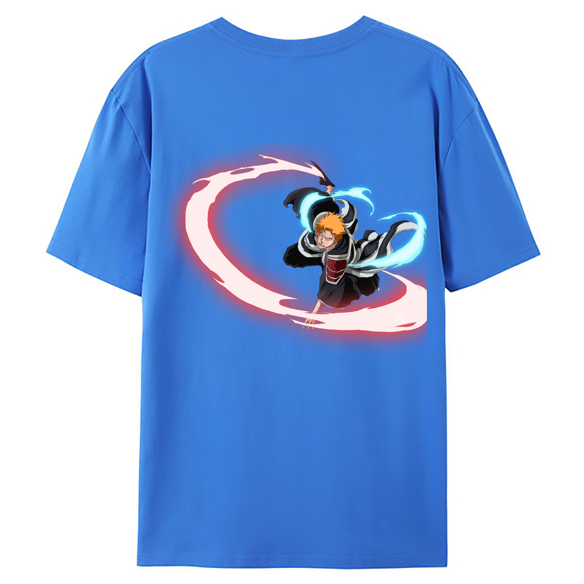 （画像用） ブリーチ 黒崎一護（くろさき いちご）BLEACH Kurosaki Ichigo 綿100％ メンズ半袖Tシャツ（バックプリント） 通気性
