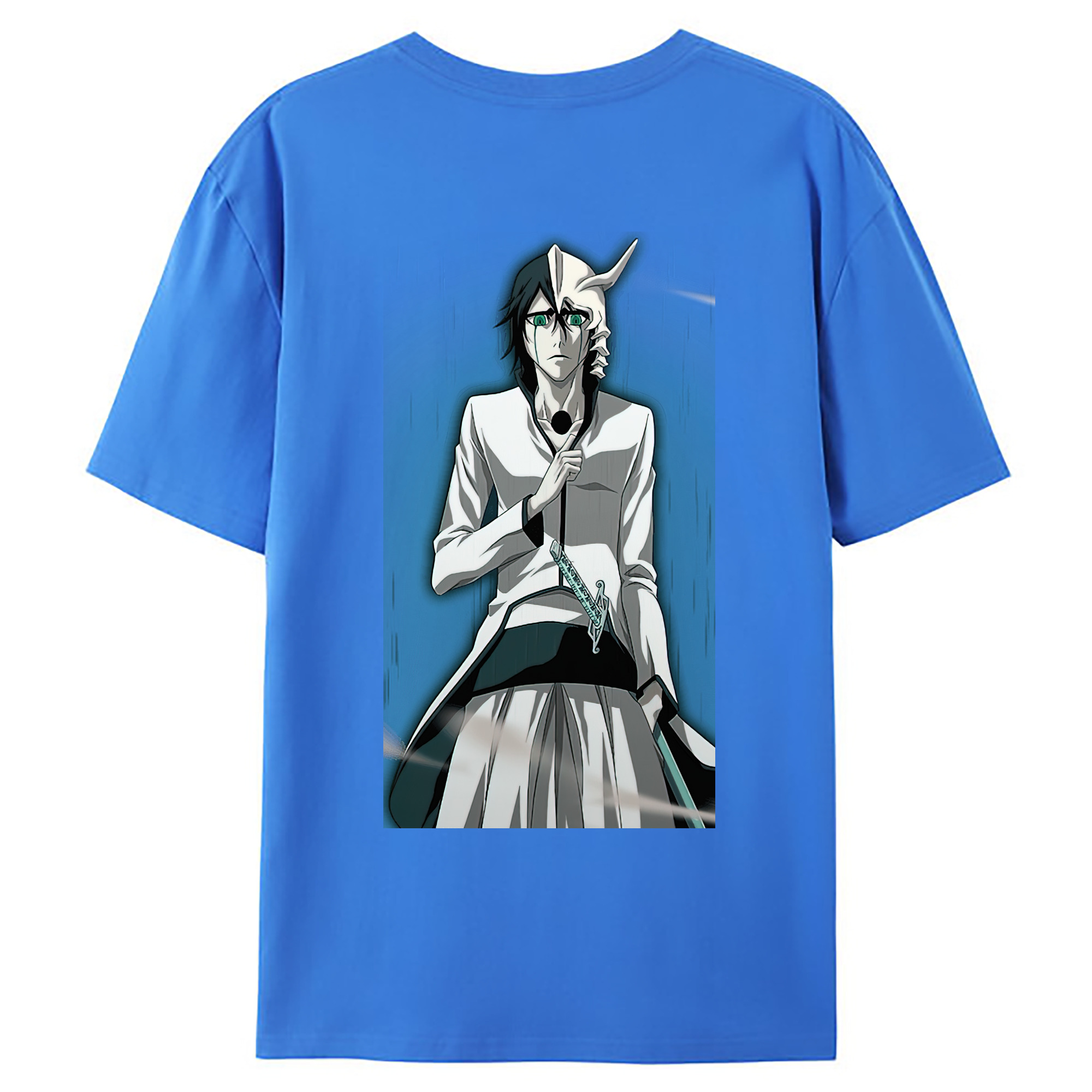 （画像用） ブリーチ ウルキオラ·シファー BLEACH Ulquiorra cifer 綿100％ メンズ半袖Tシャツ（バックプリント） 通気性