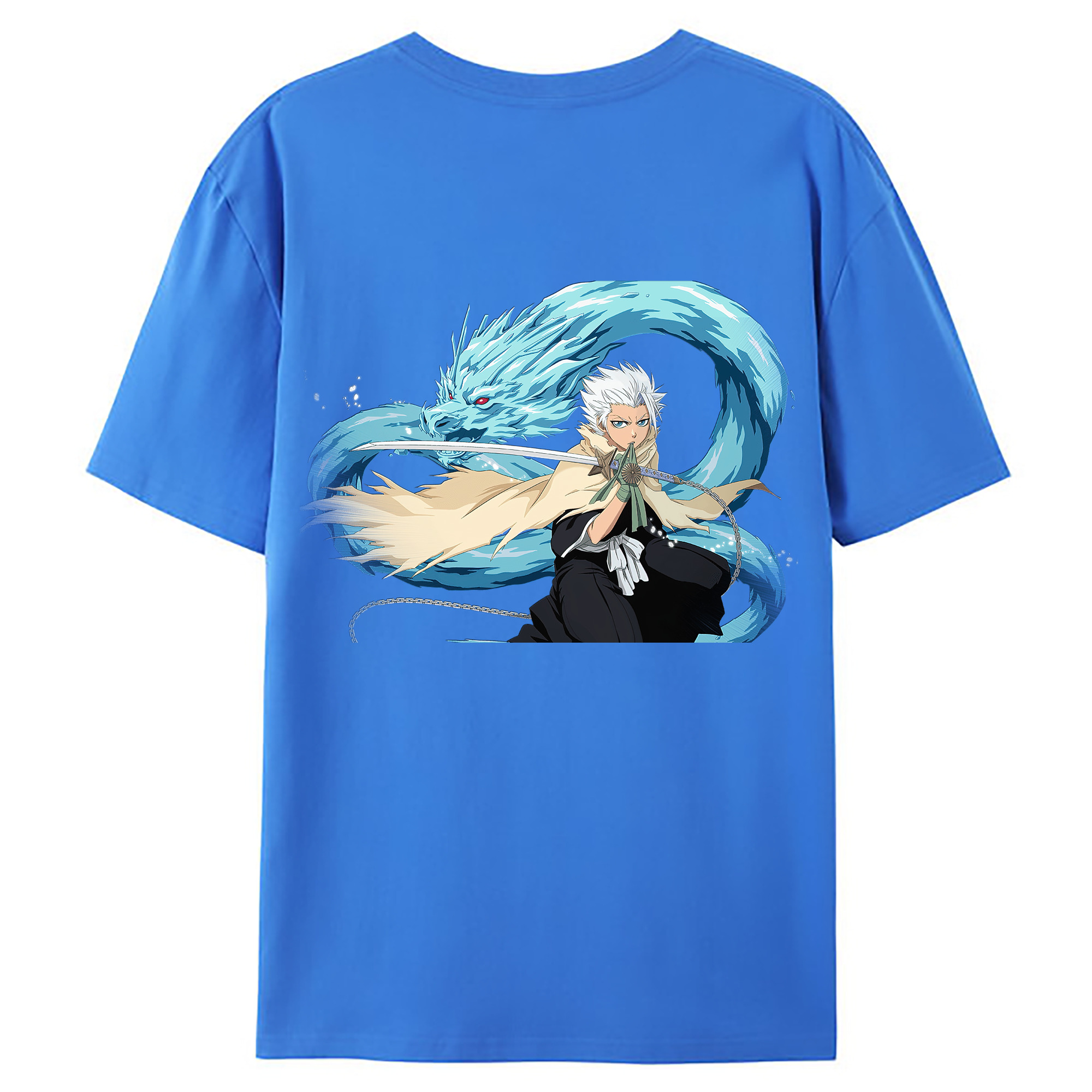 （画像用） ブリーチ 日番谷冬獅郎（ひつがや とうしろう） BLEACH Hitsugaya Toushirou 綿100％ メンズ半袖Tシャツ（バックプリント） 通気性