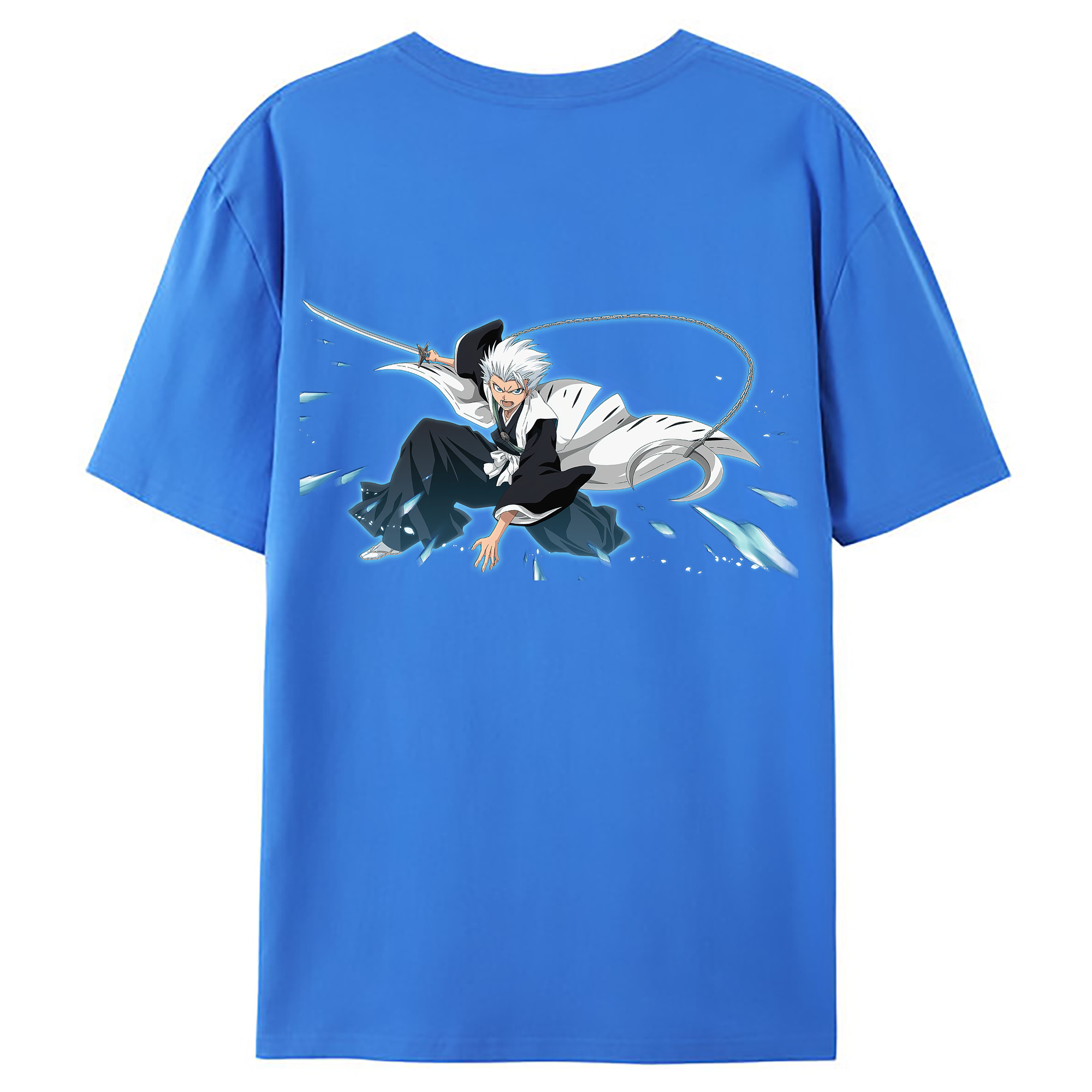 （画像用） ブリーチ 日番谷冬獅郎（ひつがや とうしろう） BLEACH Hitsugaya Toushirou 綿100％ メンズ半袖Tシャツ（バックプリント） 通気性