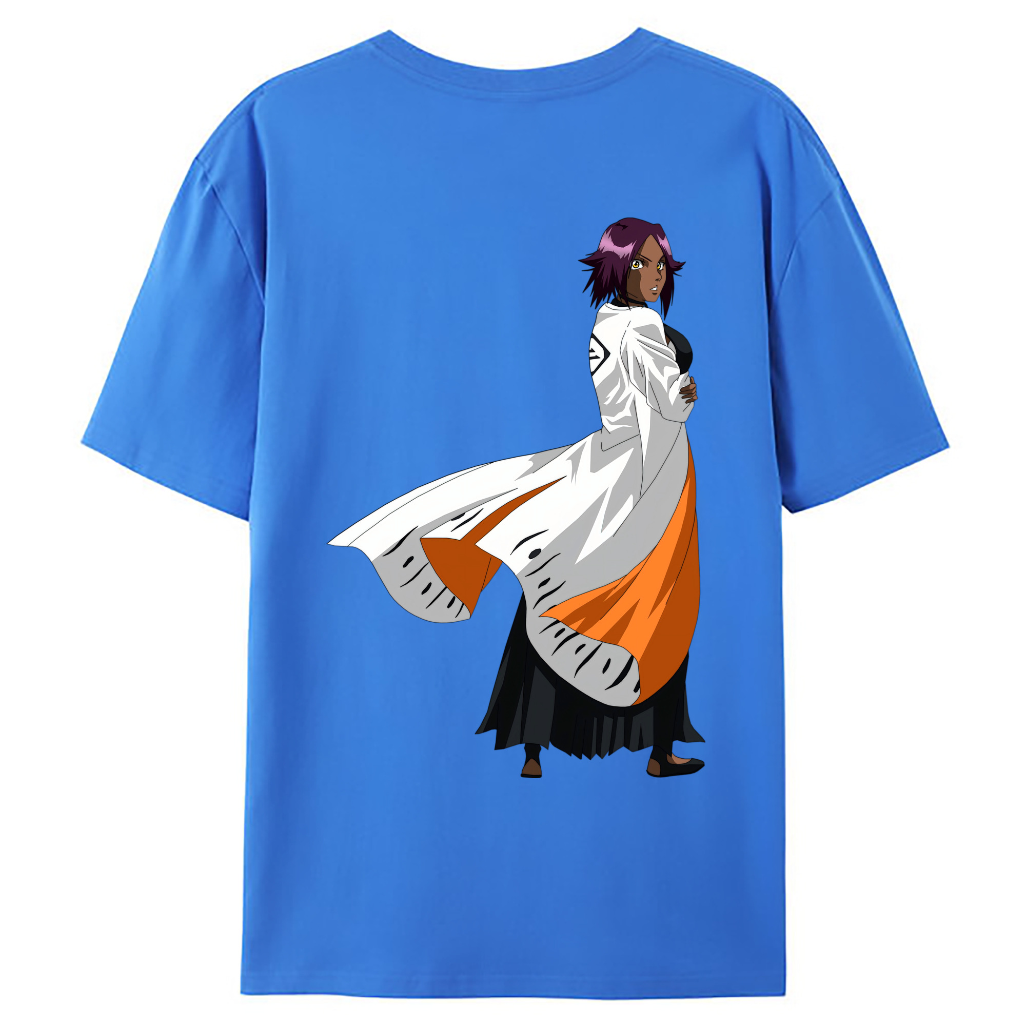 （画像用） ブリーチ 四楓院 夜一（しほういん よるいち） BLEACH Shihouin Yoruichi 綿100％ メンズ半袖Tシャツ（バックプリント） 通気性
