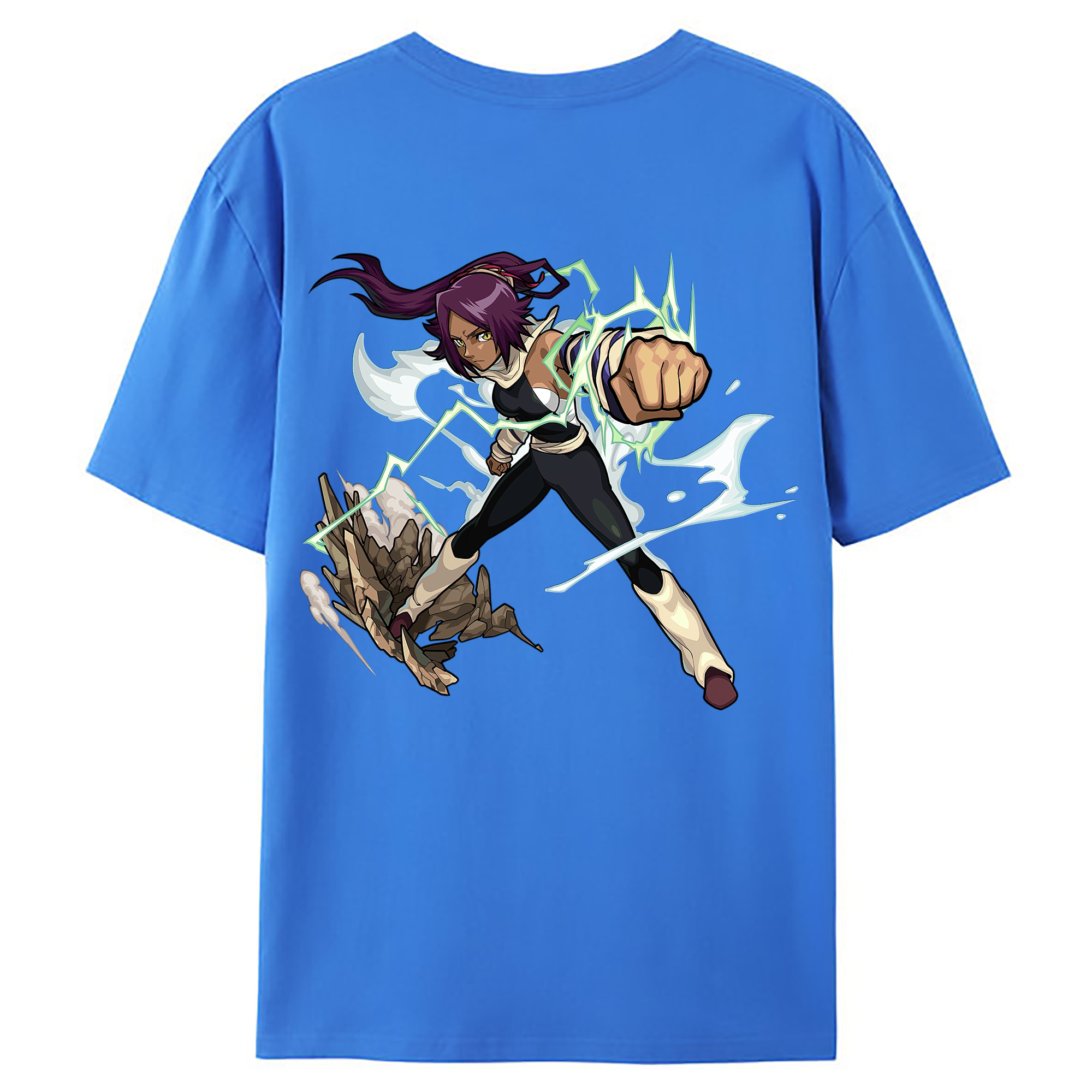 （画像用） ブリーチ 四楓院 夜一（しほういん よるいち） BLEACH Shihouin Yoruichi 綿100％ メンズ半袖Tシャツ（バックプリント） 通気性