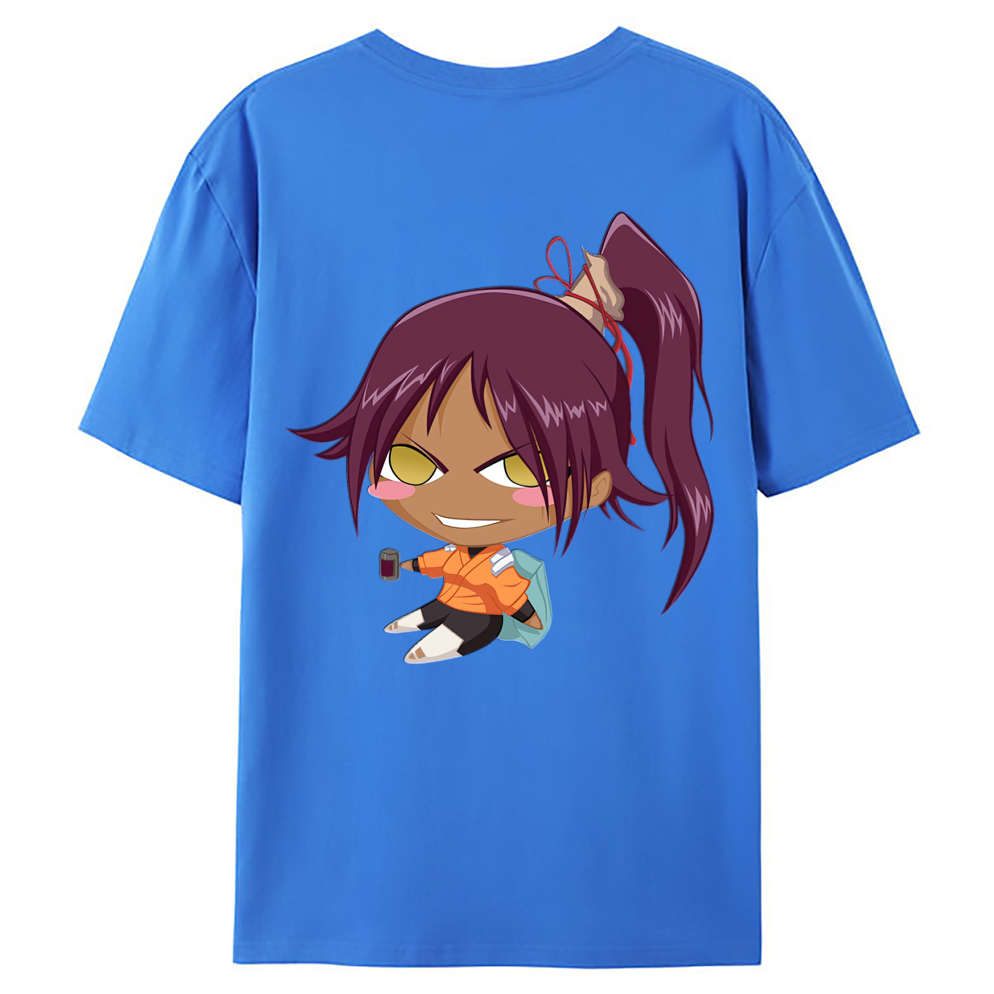 （画像用） ブリーチ 四楓院 夜一（しほういん よるいち） BLEACH Shihouin Yoruichi 綿100％ メンズ半袖Tシャツ（バックプリント） 通気性
