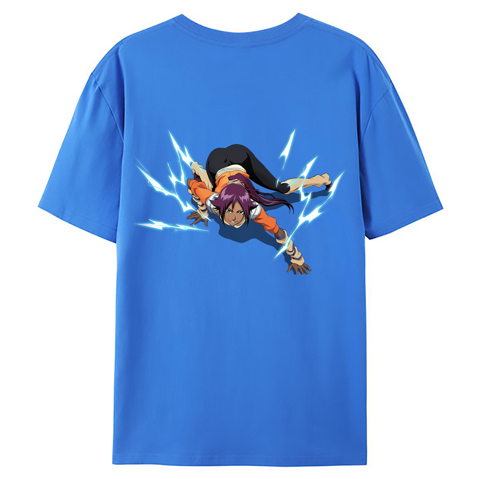 （画像用） ブリーチ 四楓院 夜一（しほういん よるいち） BLEACH Shihouin Yoruichi 綿100％ メンズ半袖Tシャツ（バックプリント） 通気性