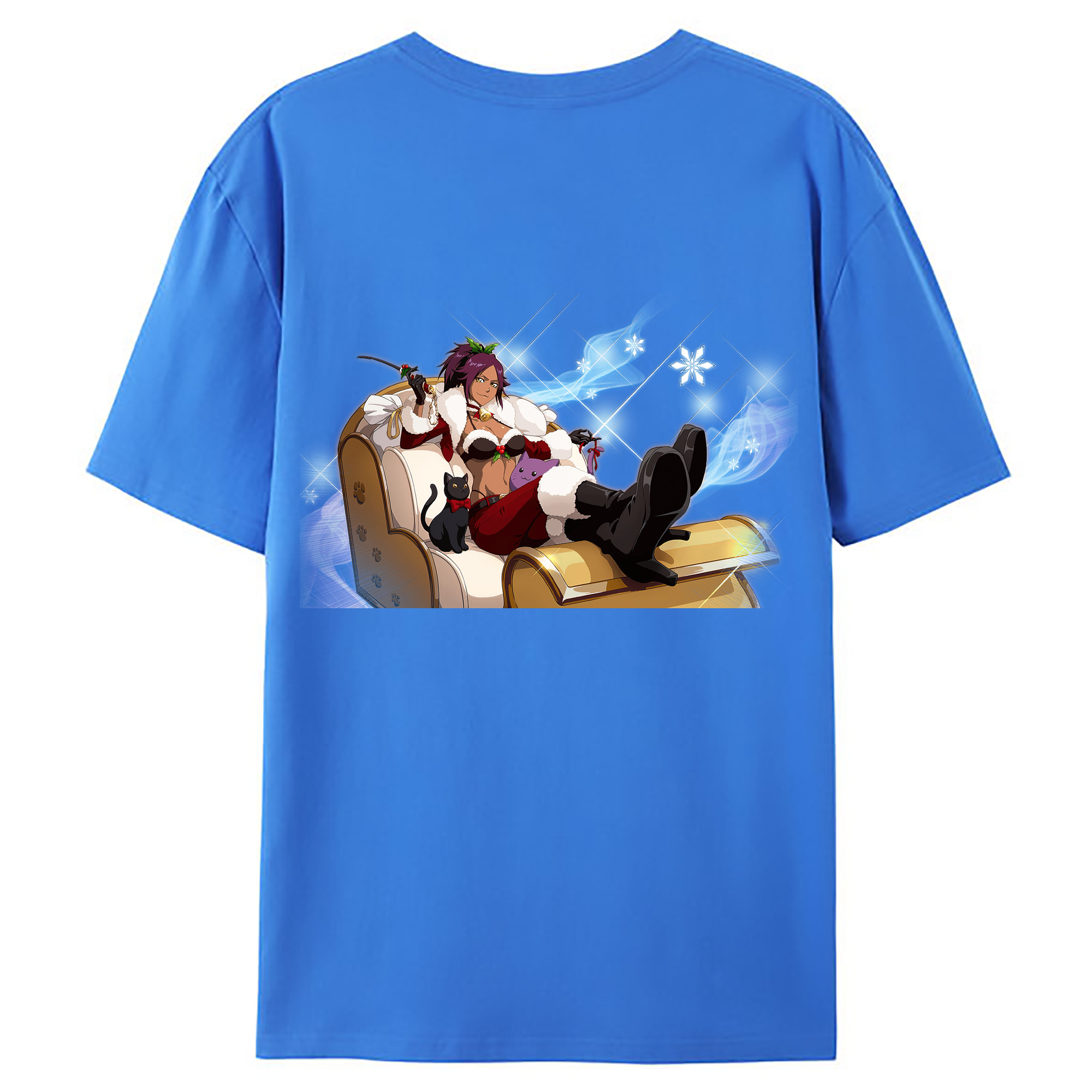 （画像用） ブリーチ 四楓院 夜一（しほういん よるいち） BLEACH Shihouin Yoruichi 綿100％ メンズ半袖Tシャツ（バックプリント） 通気性