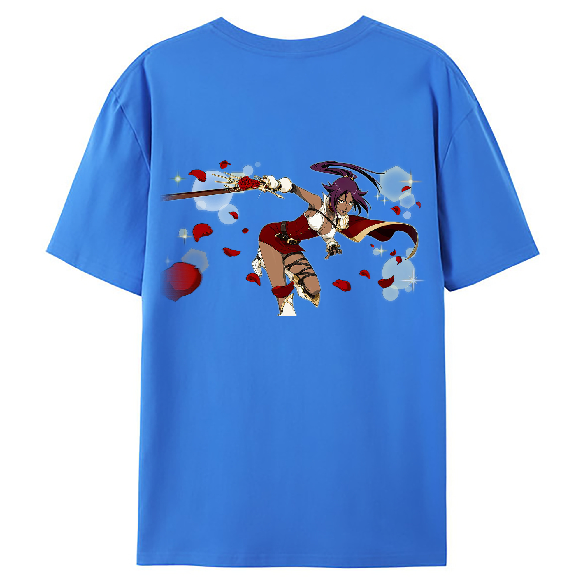 （画像用） ブリーチ 四楓院 夜一（しほういん よるいち） BLEACH Shihouin Yoruichi 綿100％ メンズ半袖Tシャツ（バックプリント） 通気性