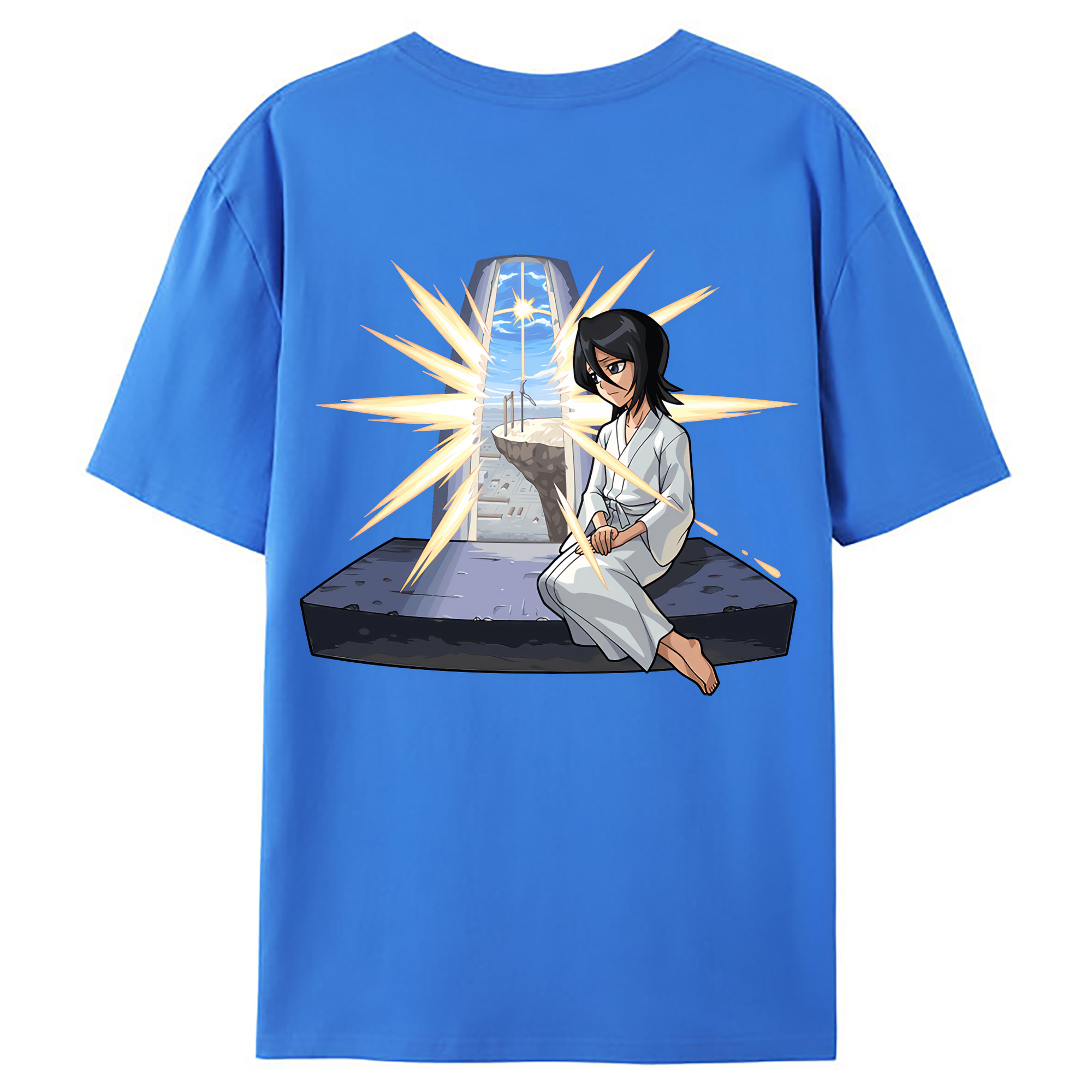 （画像用） ブリーチ 朽木ルキア BLEACH Kuchiki Rukia 綿100％ メンズ半袖Tシャツ（バックプリント） 通気性