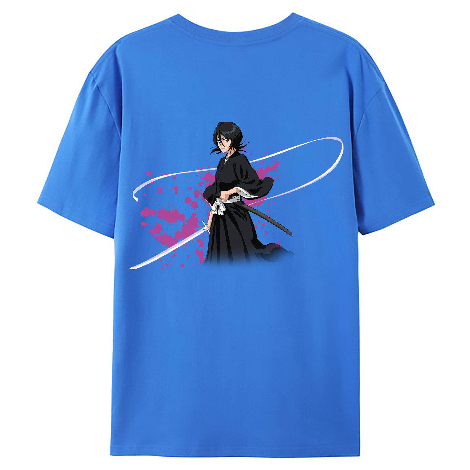 （画像用） ブリーチ 朽木ルキア BLEACH Kuchiki Rukia 綿100％ メンズ半袖Tシャツ（バックプリント） 通気性