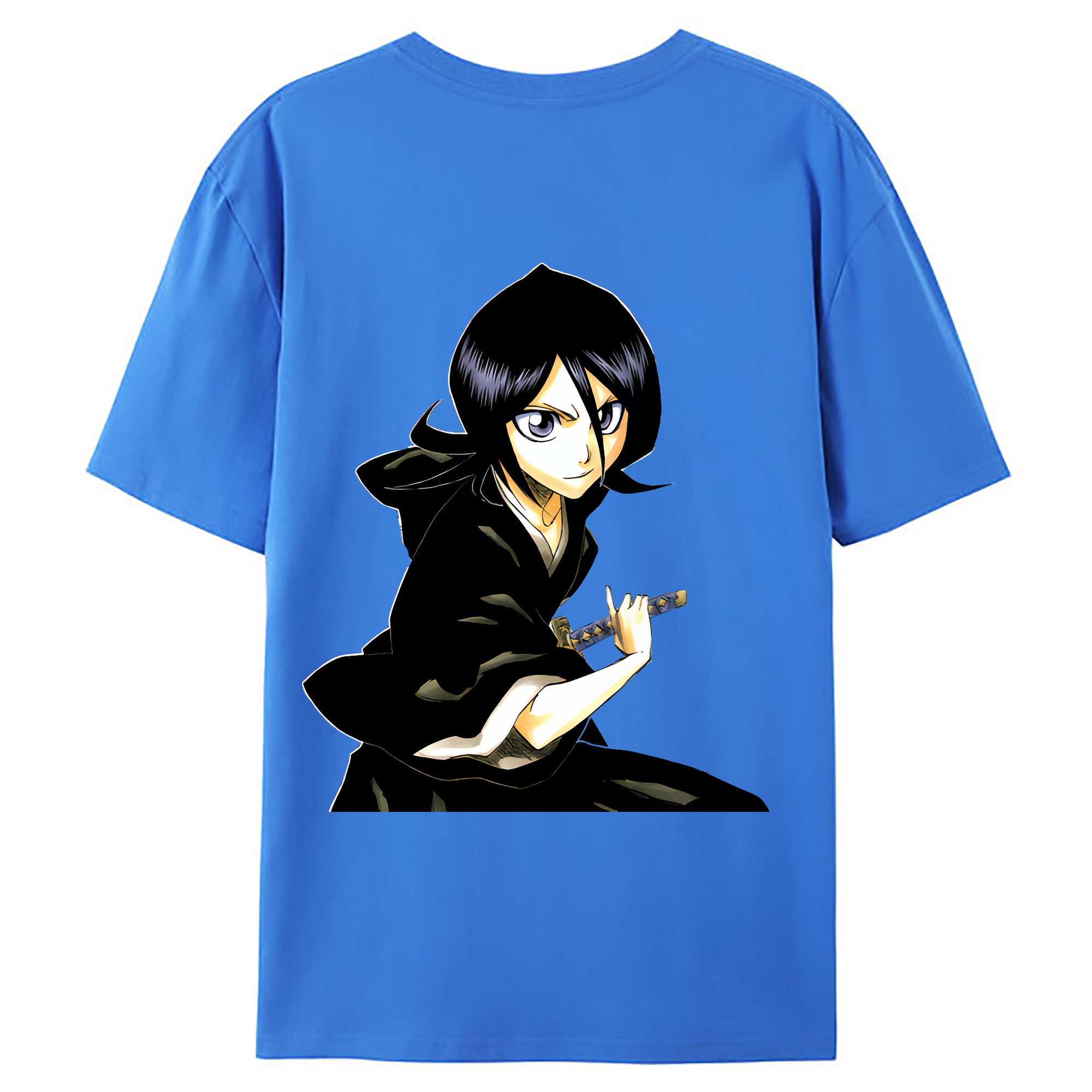 （画像用） ブリーチ 朽木ルキア BLEACH Kuchiki Rukia 綿100％ メンズ半袖Tシャツ（バックプリント） 通気性