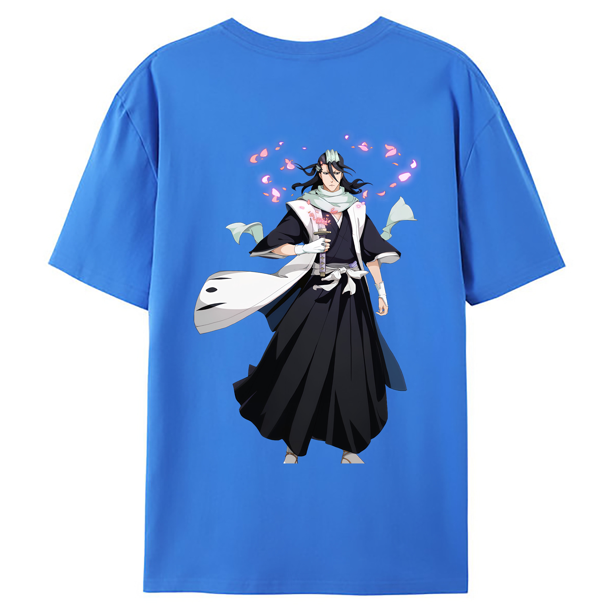 （画像用） ブリーチ くちき びゃくや BLEACH Kuchiki Byakuya 綿100％ メンズ半袖Tシャツ（バックプリント） 通気性