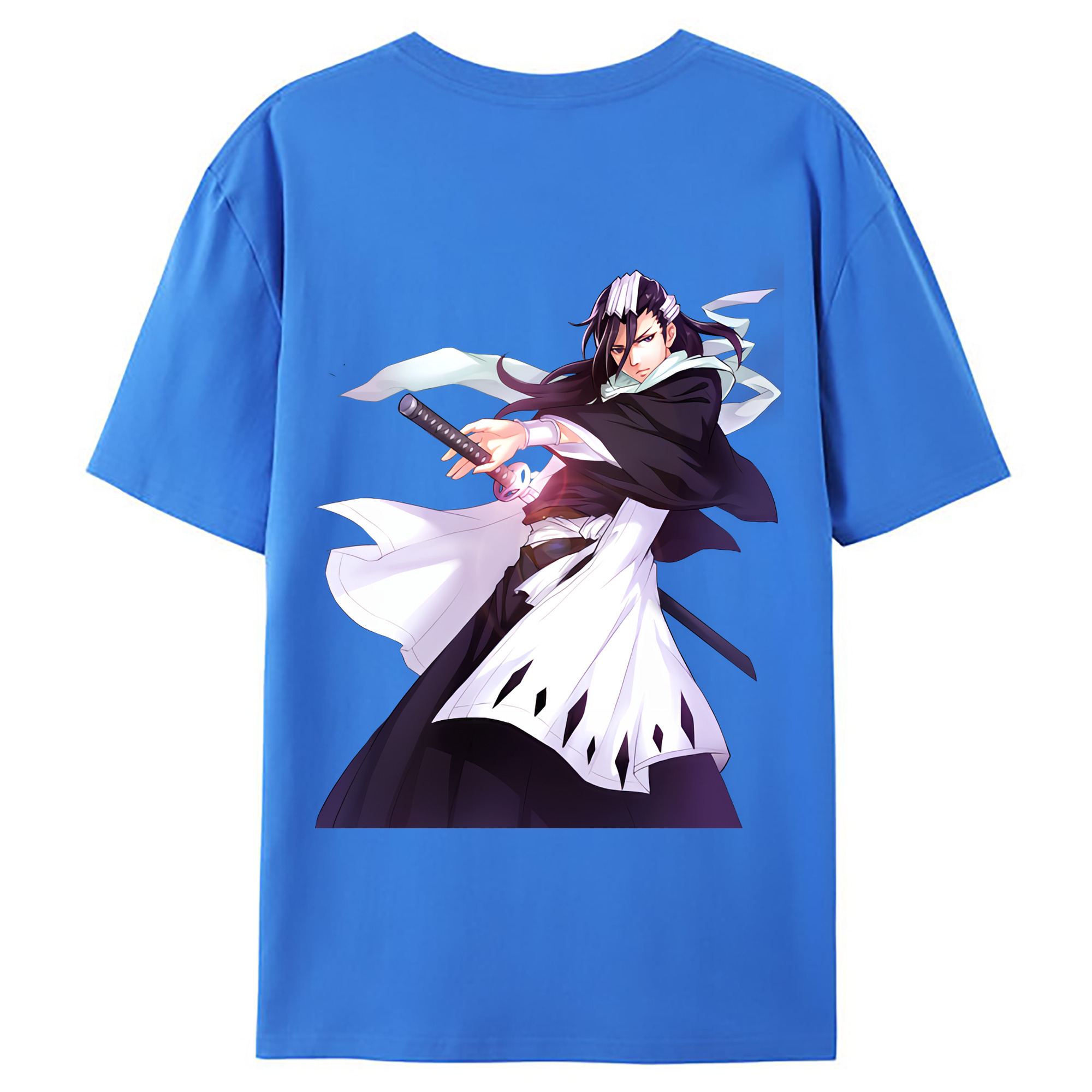 （画像用） ブリーチ くちき びゃくや BLEACH Kuchiki Byakuya 綿100％ メンズ半袖Tシャツ（バックプリント） 通気性