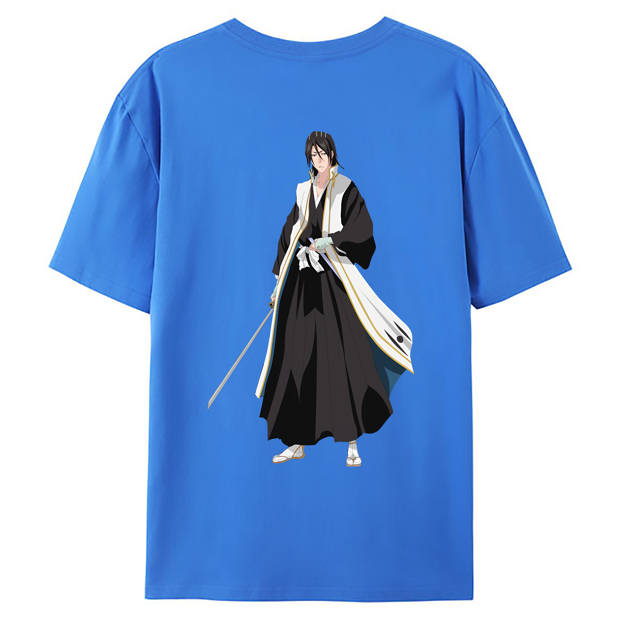 （画像用） ブリーチ くちき びゃくや BLEACH Kuchiki Byakuya 綿100％ メンズ半袖Tシャツ（バックプリント） 通気性