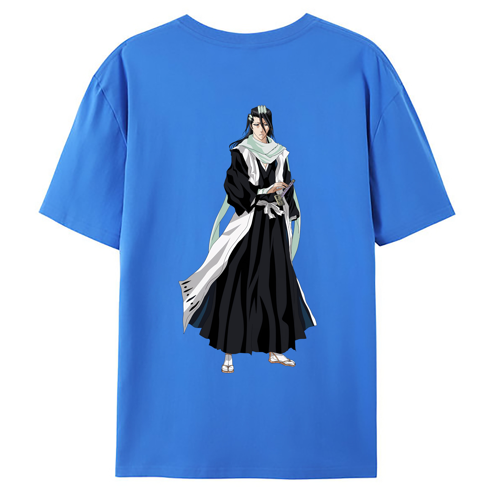 （画像用） ブリーチ くちき びゃくや BLEACH Kuchiki Byakuya 綿100％ メンズ半袖Tシャツ（バックプリント） 通気性