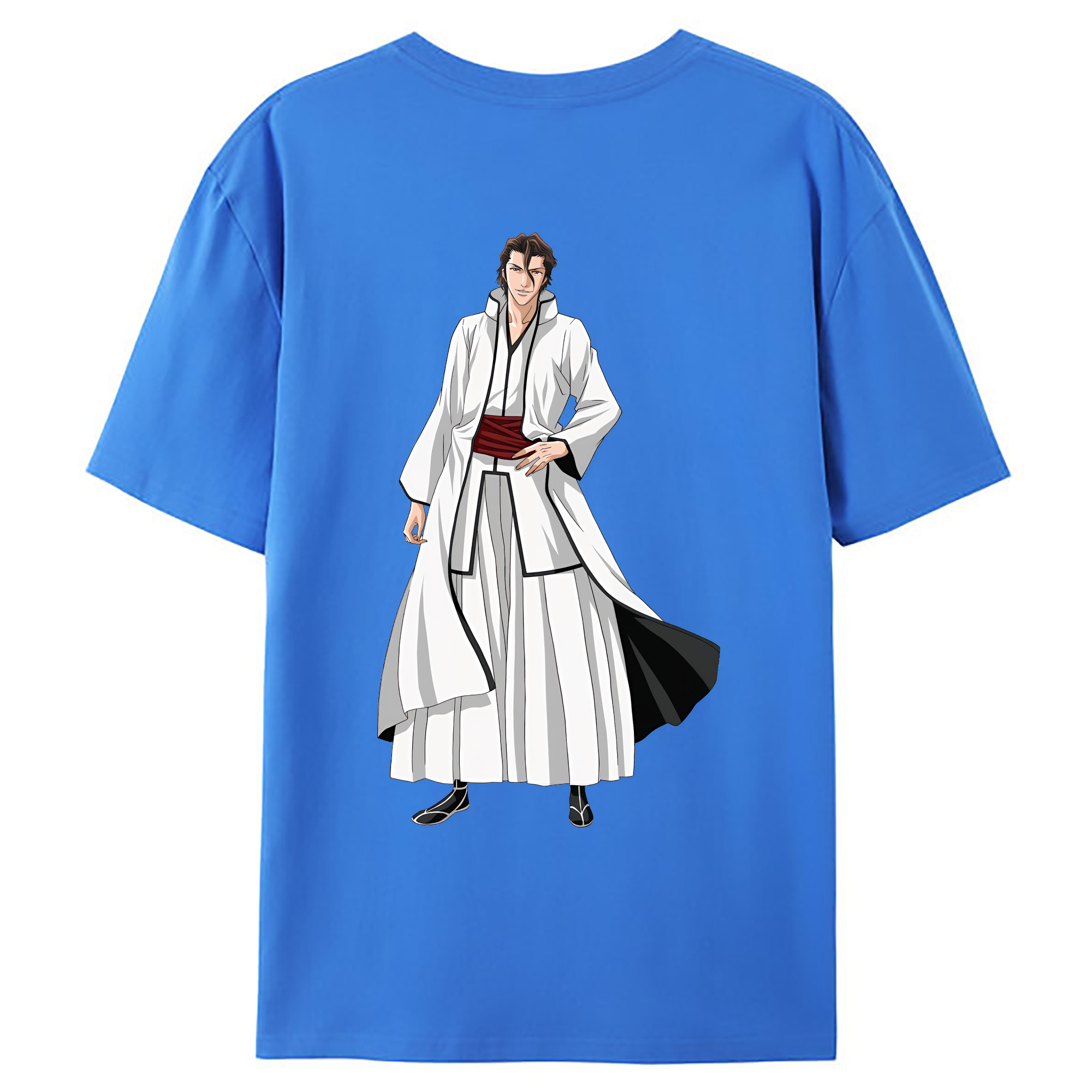 （画像用） ブリーチ 藍染 惣右介（あいぜん そうすけ） BLEACH Aizen Sousuke 綿100％ メンズ半袖Tシャツ（バックプリント） 通気性